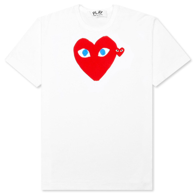 COMME DES GARCONS PLAY WOMEN'S BLUE EYES RED HEART T-SHIRT - WHITE - 1