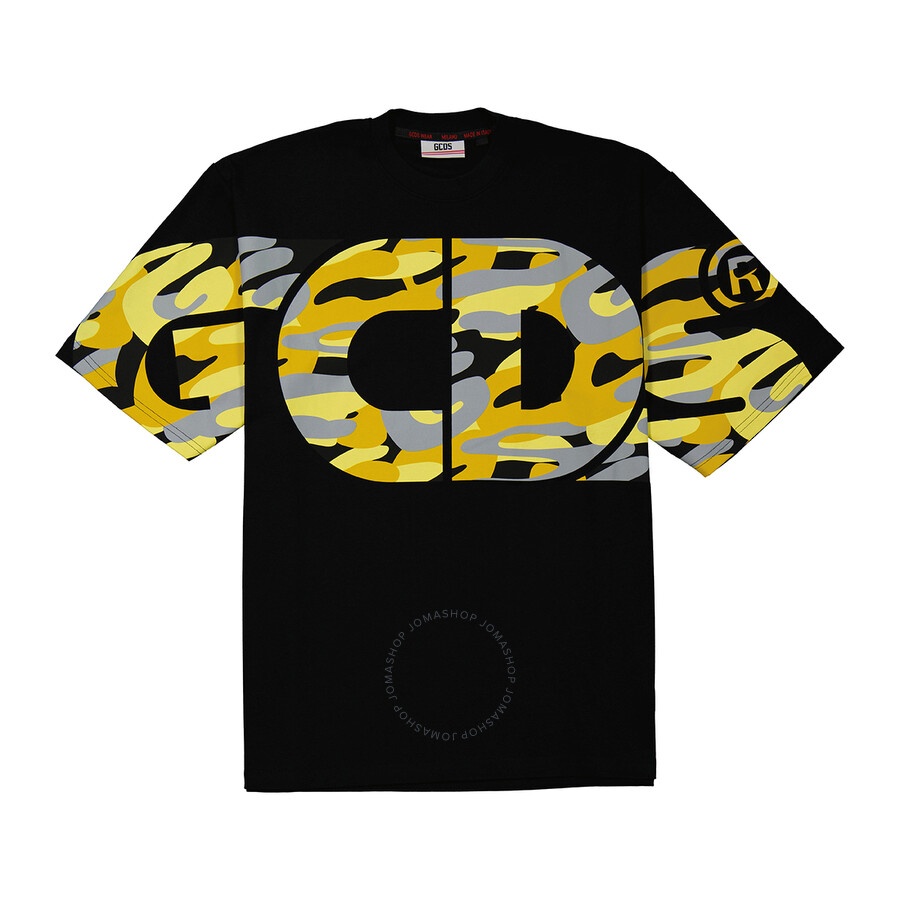 GCDS Men's Camouflage Logo Crewneck Cotton T-shirt - 1