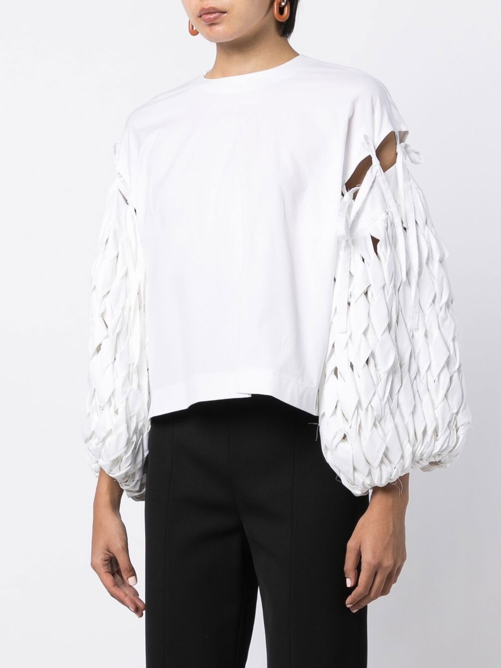 woven puff-sleeve blouse - 3