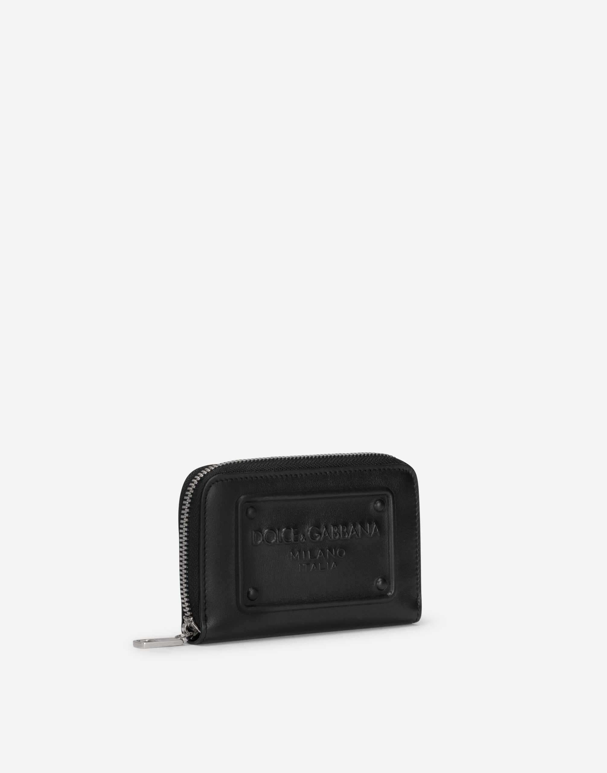 Small zip-around wallet in calfskin with raised logo - 2