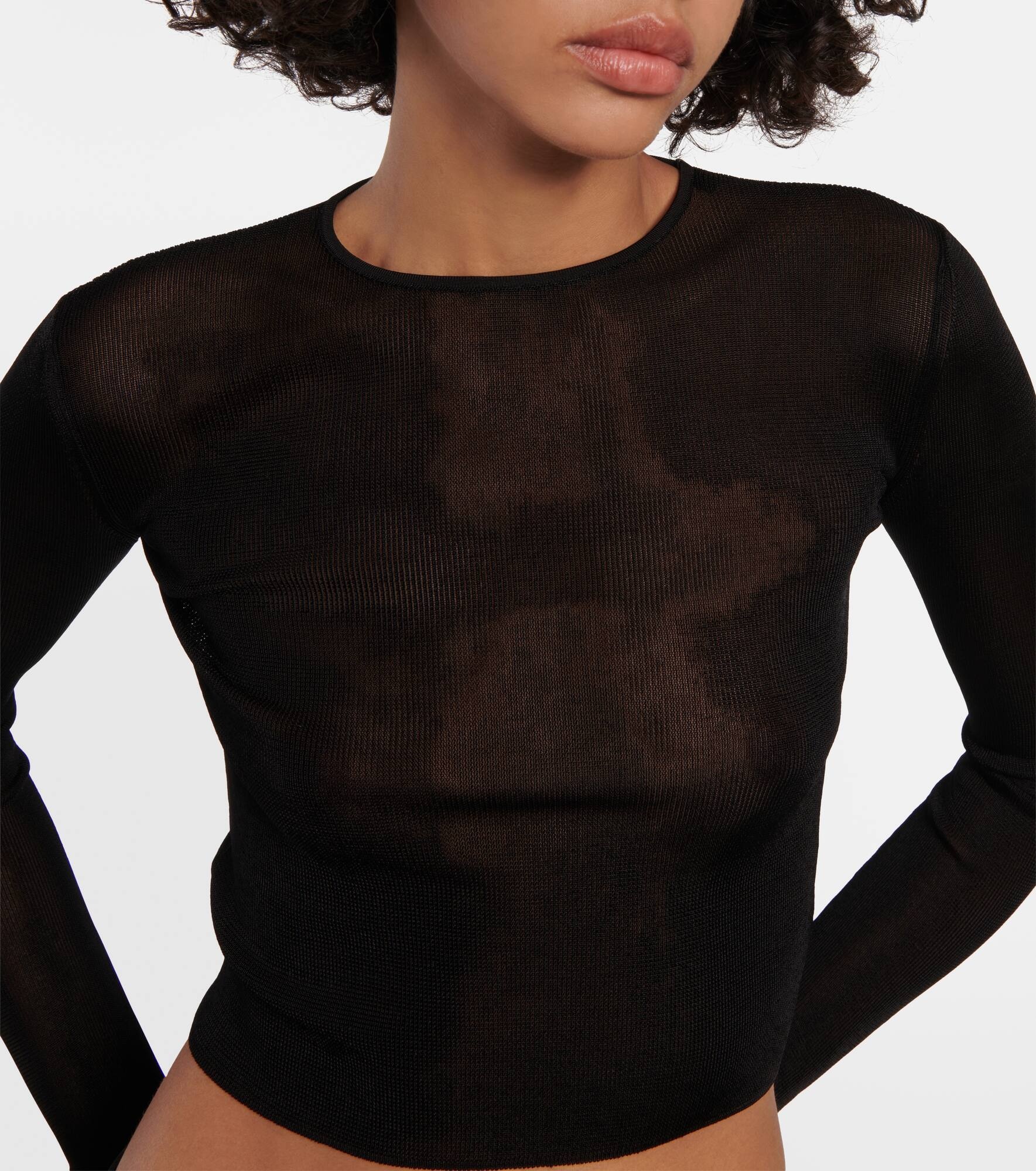 Sheer cropped sweater - 5