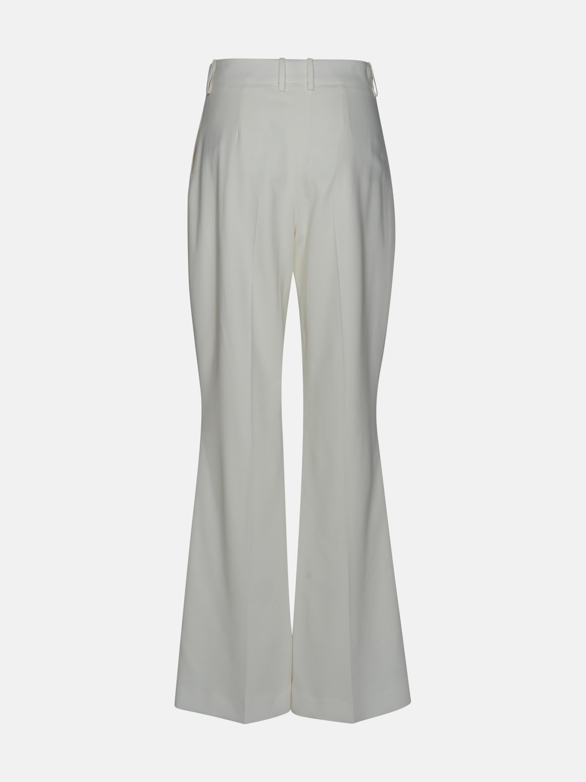 WHITE VISCOSE BLEND TROUSERS - 3