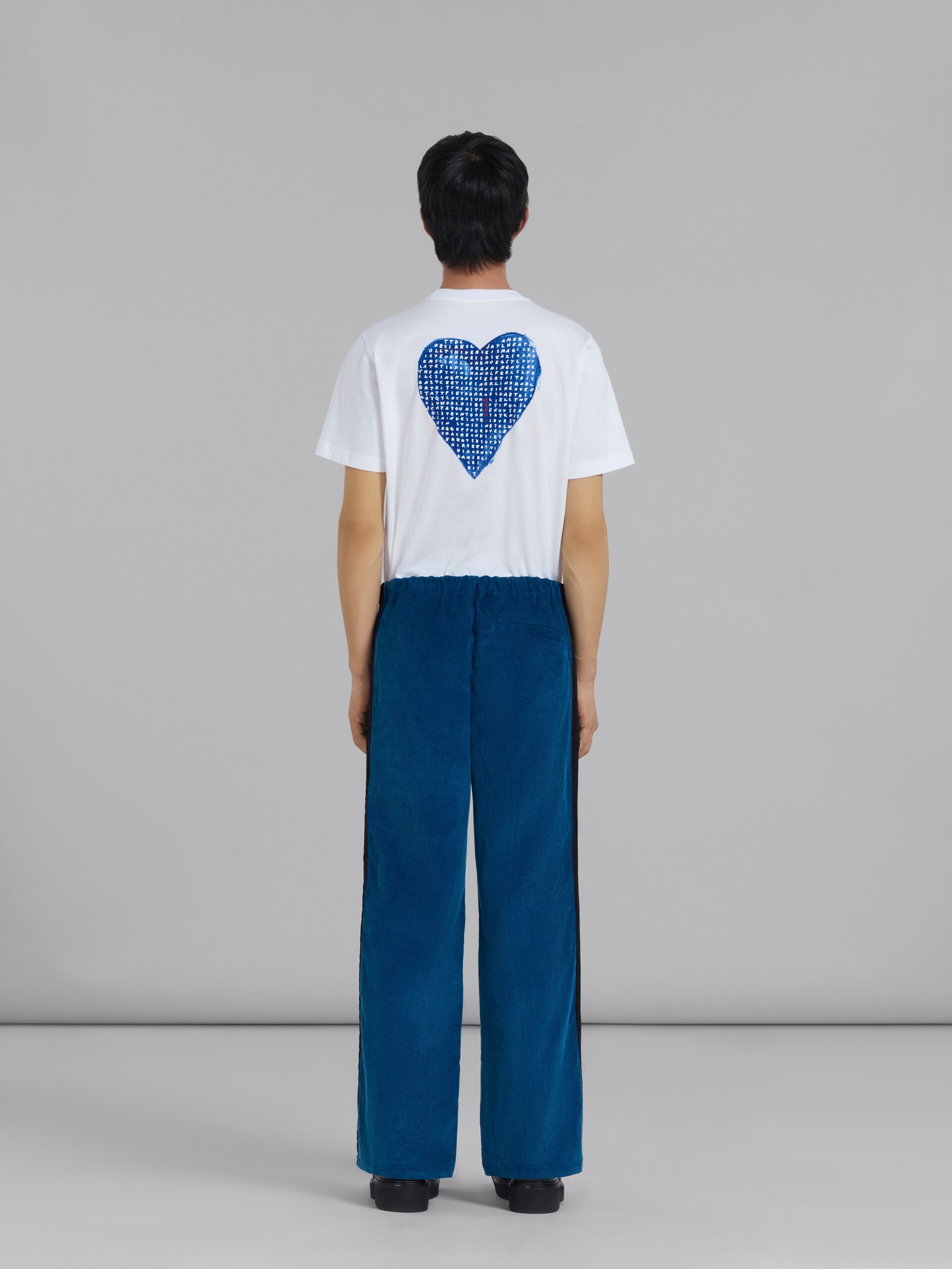 BLUE CORDUROY TRACK PANTS WITH SIDE BANDS - 3