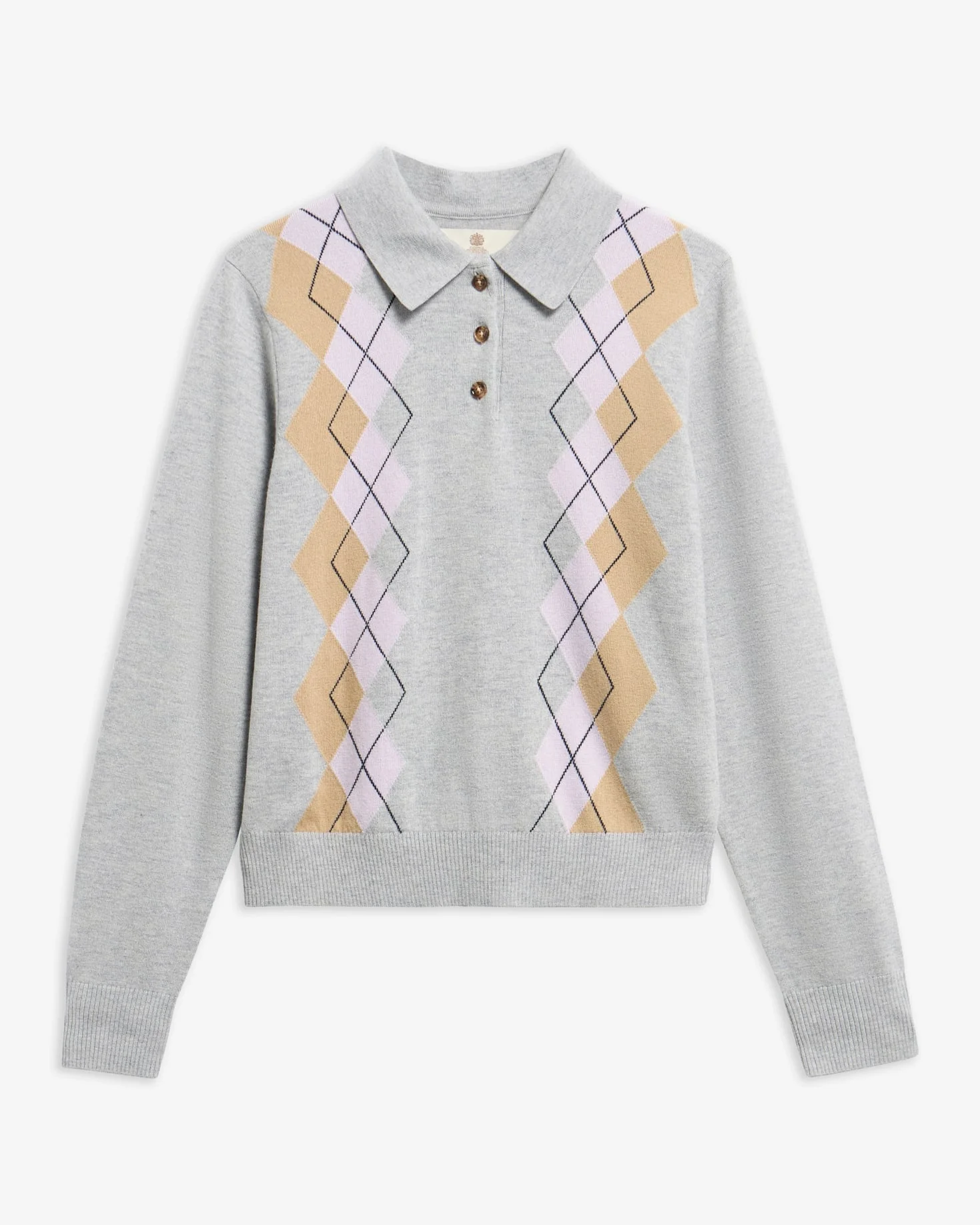 Fawne Argyle Knitted Polo Shirt - 1