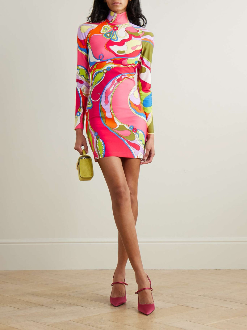 PUCCI Printed stretch-twill turtleneck mini dress outlook