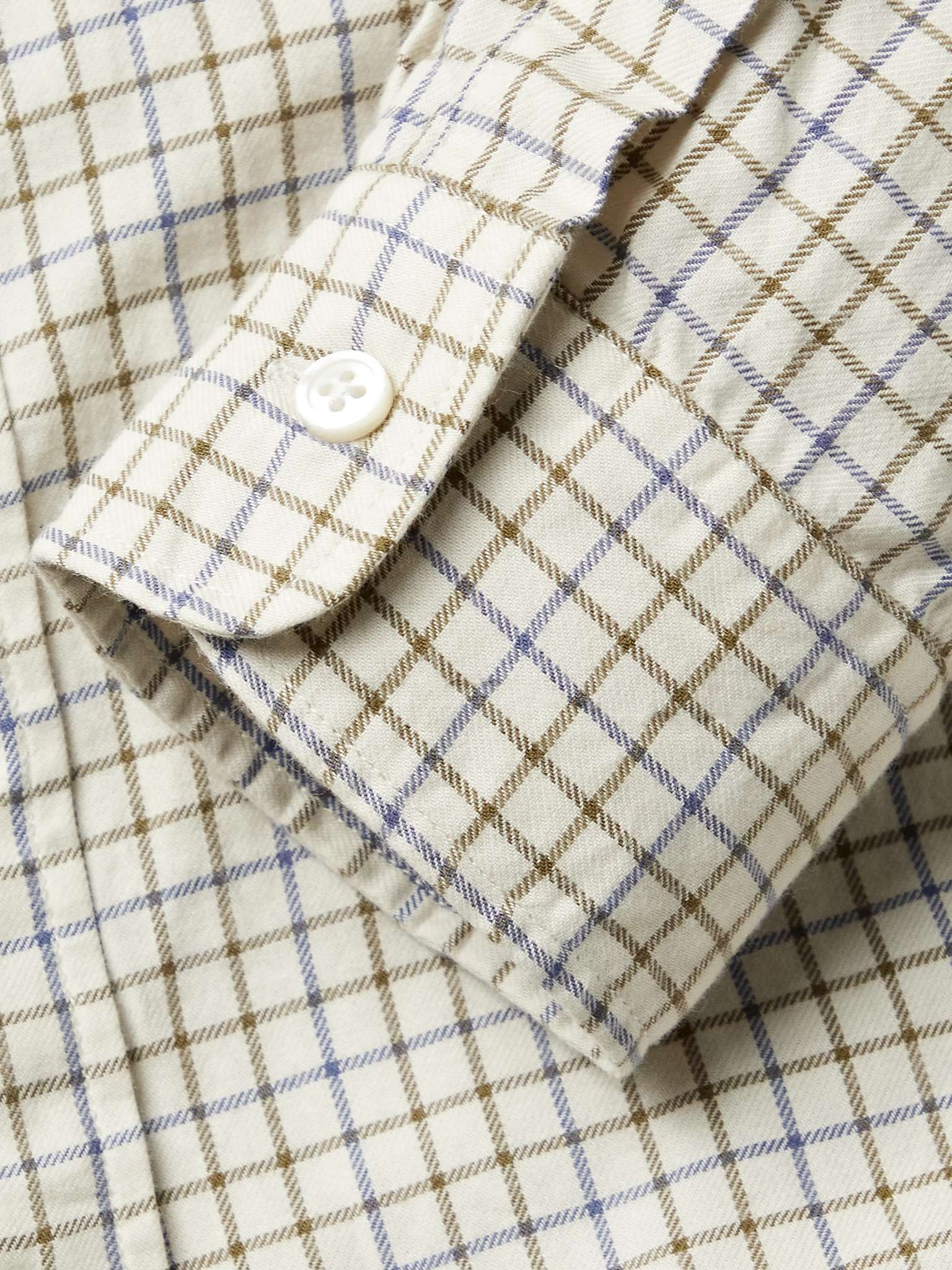 Button-Down Collar Checked Cotton Shirt - 3