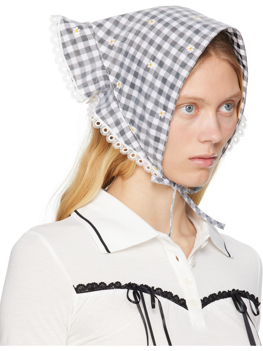 Black & White Ruffle Headscarf - 2