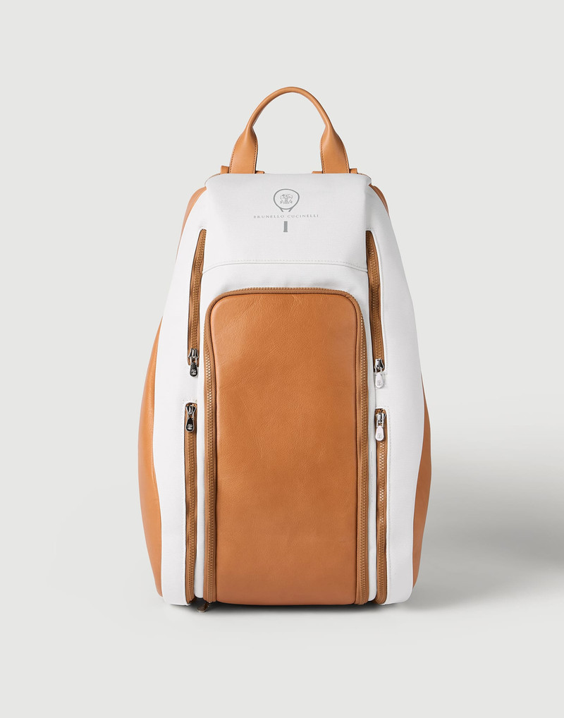 Leather and techno fabric padel backpack 1