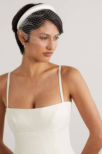 Jennifer Behr Tori Voilette mesh-trimmed satin headband outlook