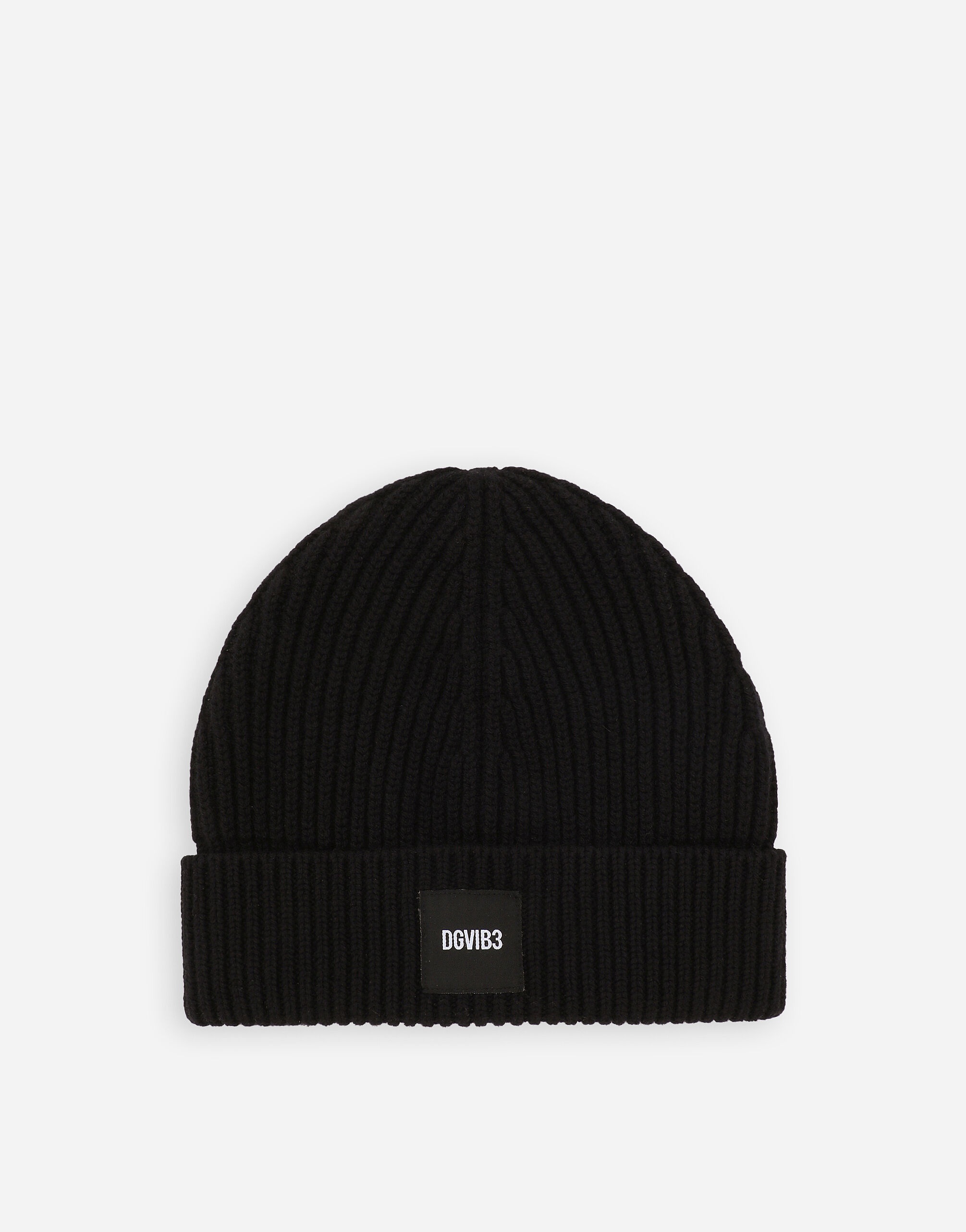 Knit cashmere and wool hat with DGVIB3 patch - 1