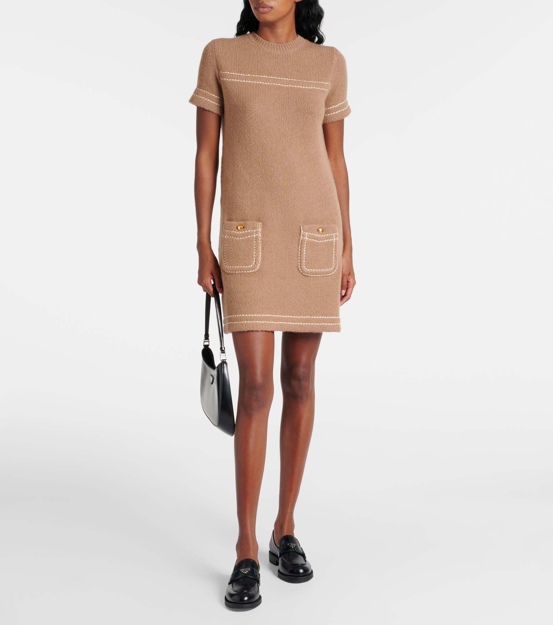 ワンピース Prada Camel Cashmere Mini Dress Prada Cashmere mini-dress | REVERSIBLE