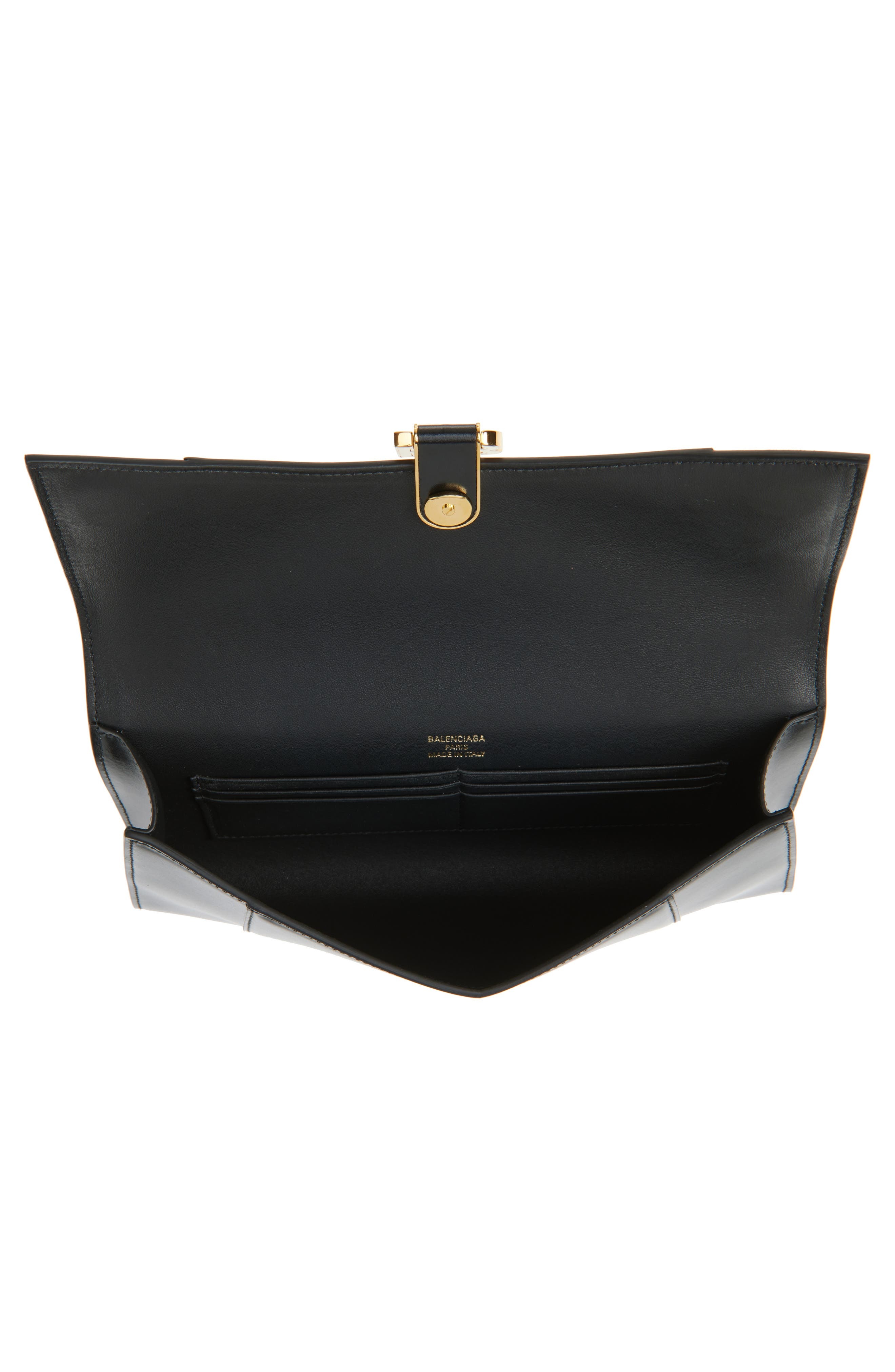Balenciaga Hourglass Leather Top Handle Clutch in 1000 Black at Nordstrom - 4