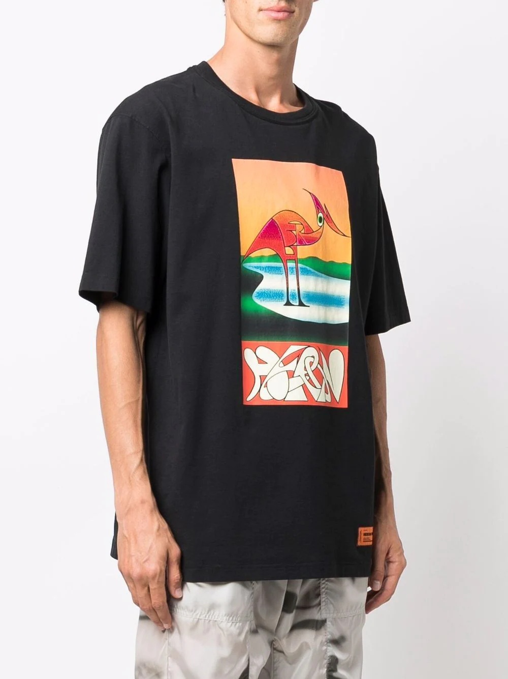 abstract heron-print T-shirt - 3