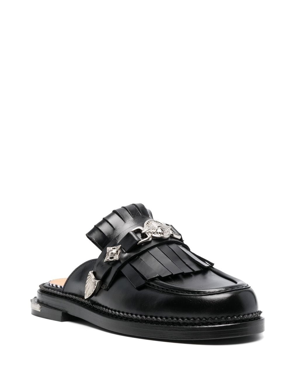 fringed leather slippers - 2