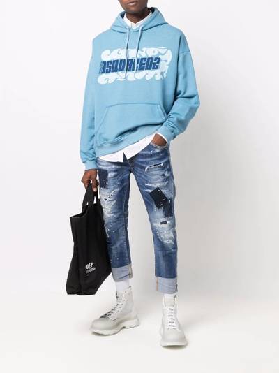 DSQUARED2 logo-print relaxed hoodie outlook