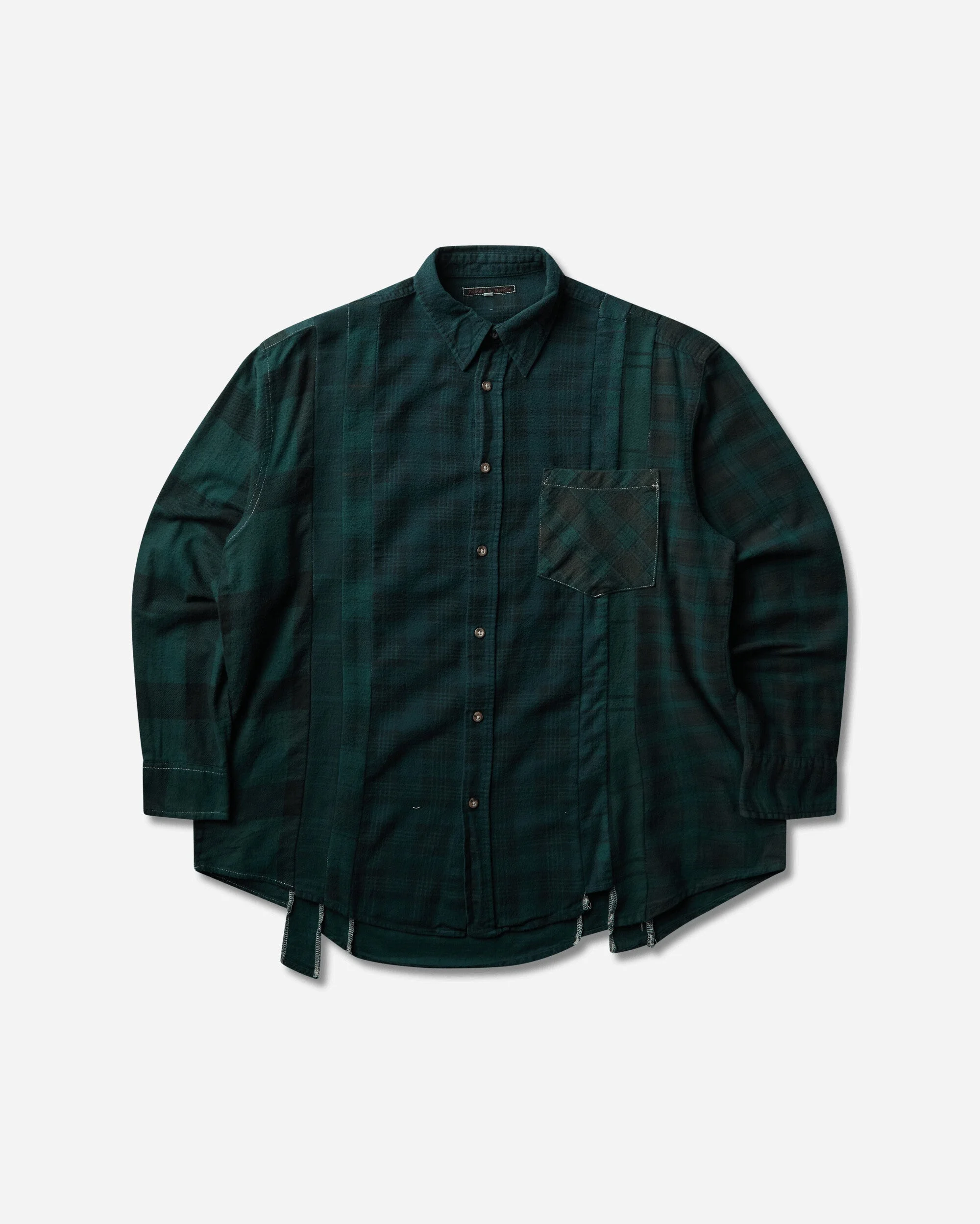 Men's 7 Cuts Flannel Shirt Over Dye Dark Green - 1