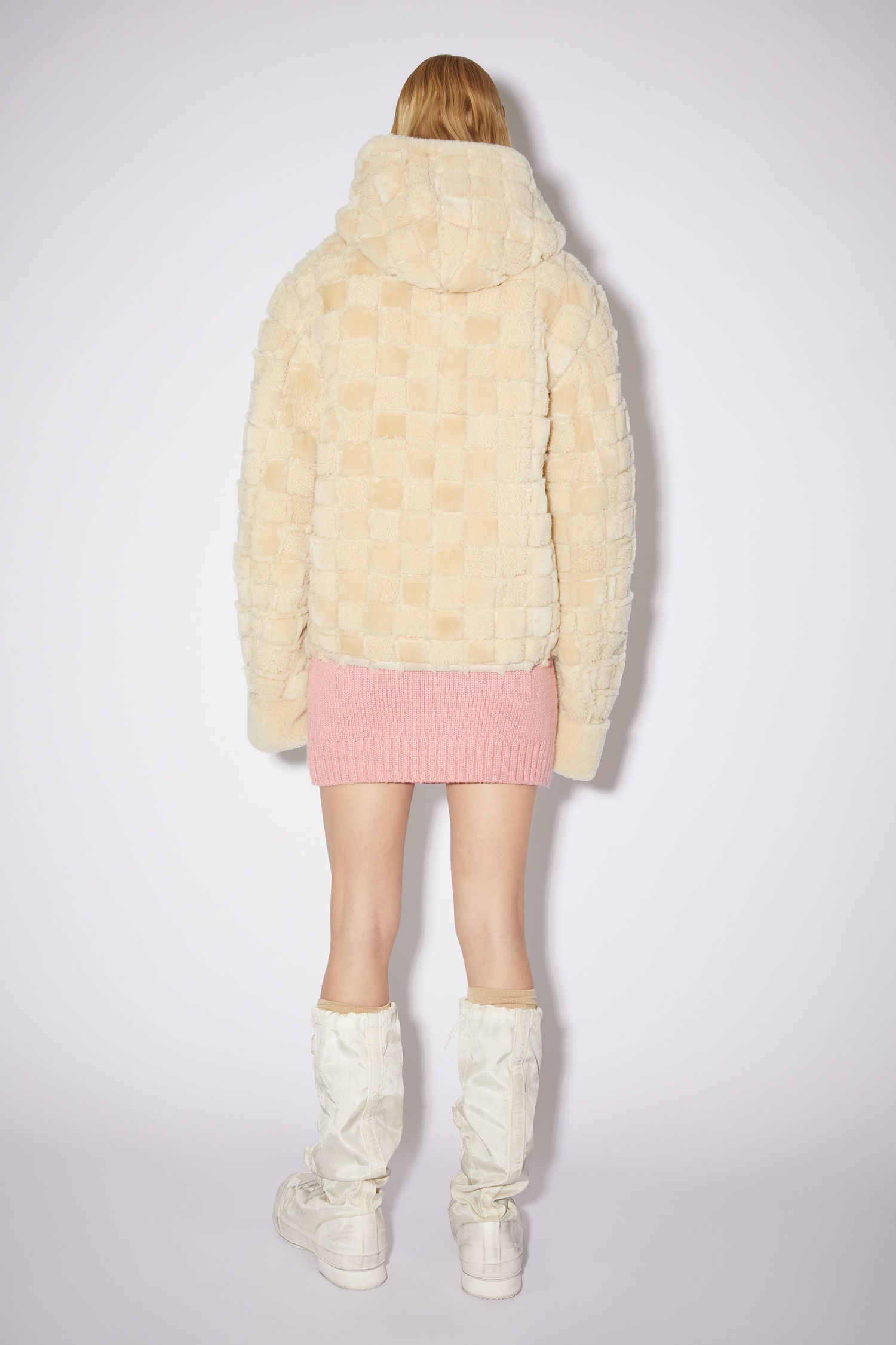 Shearling zip jacket - Beige - 3