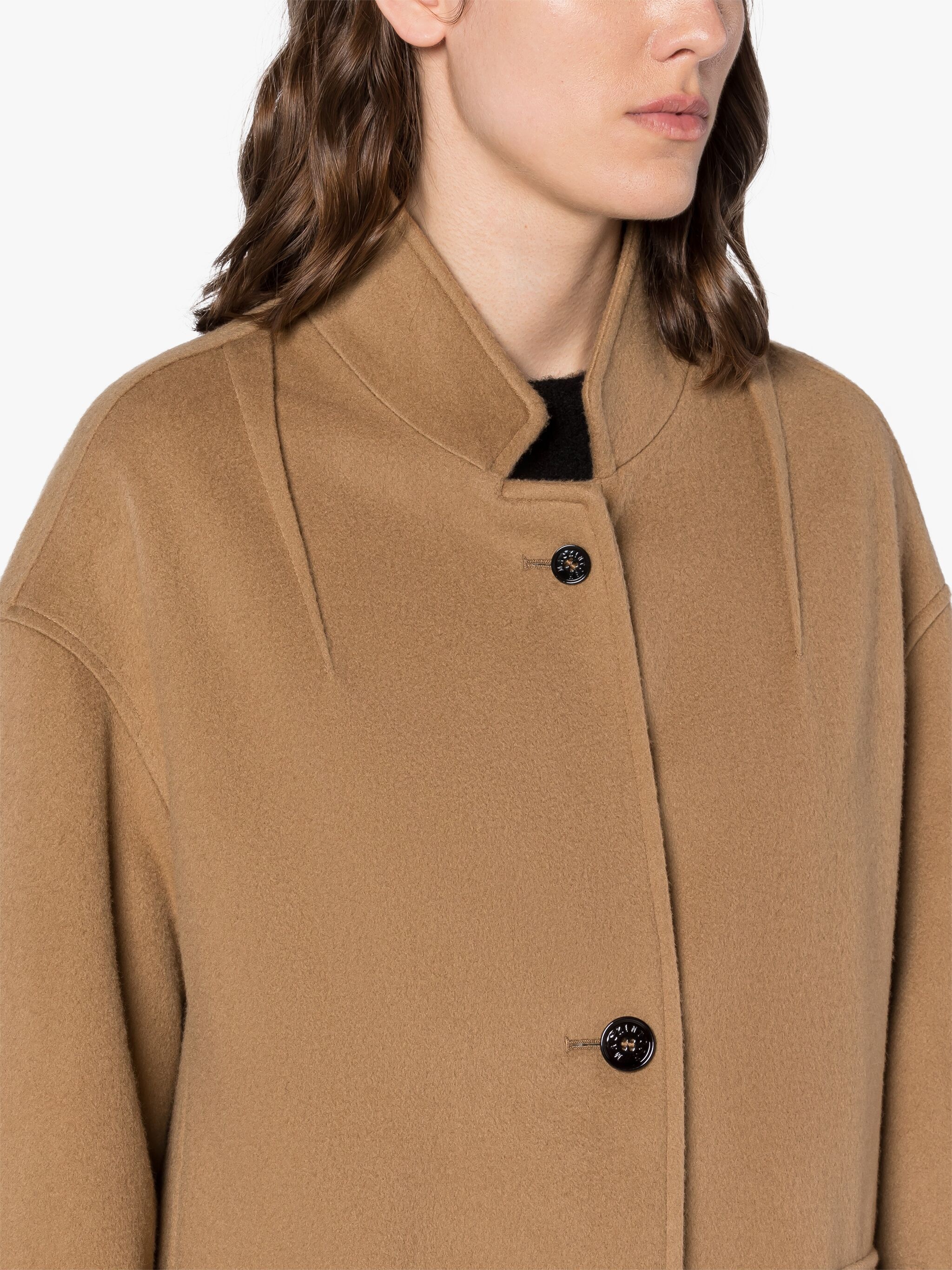 FREDDIE BEIGE WOOL & CASHMERE COCOON COAT - 5