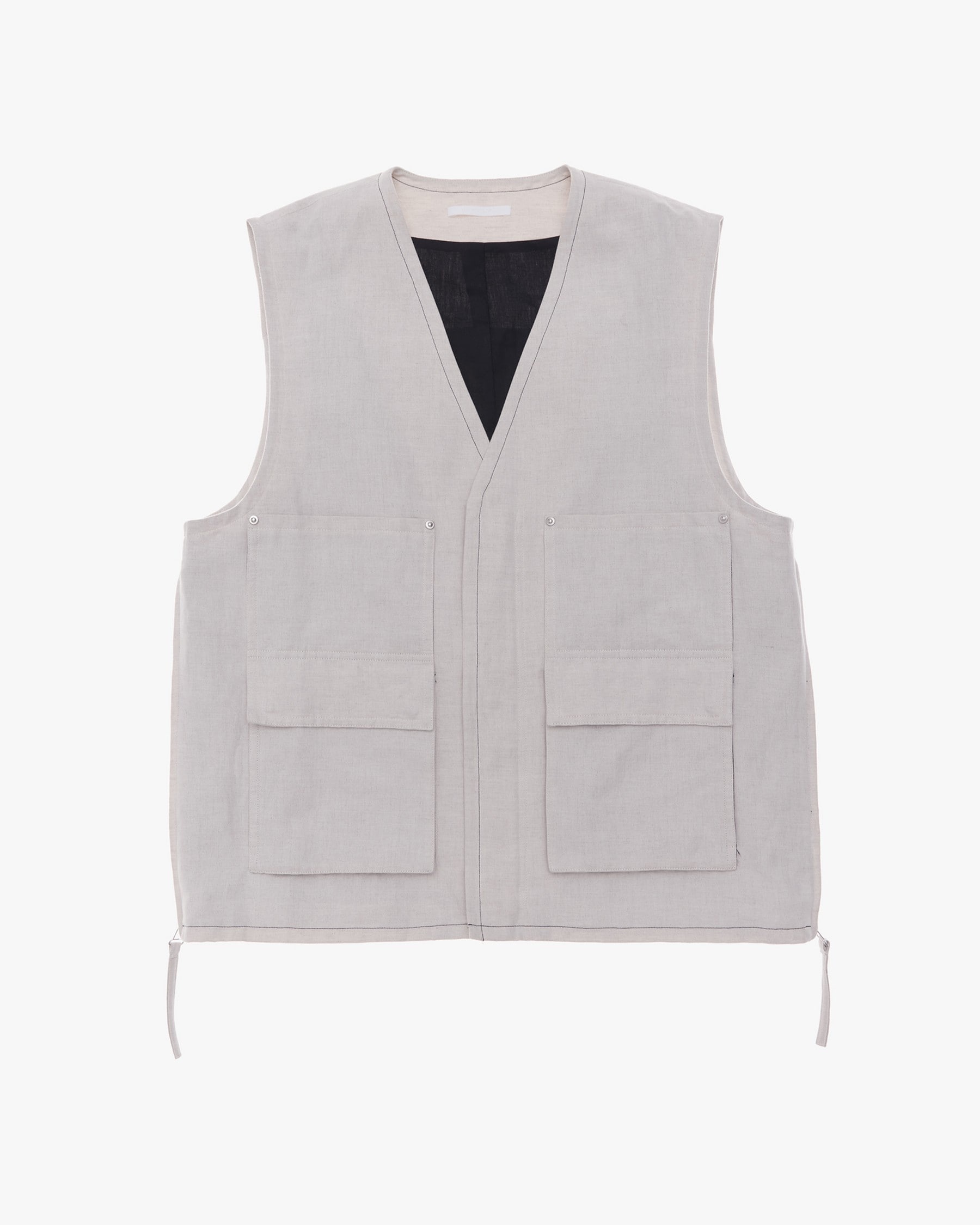 COTTON-LINEN CARGO VEST - 1