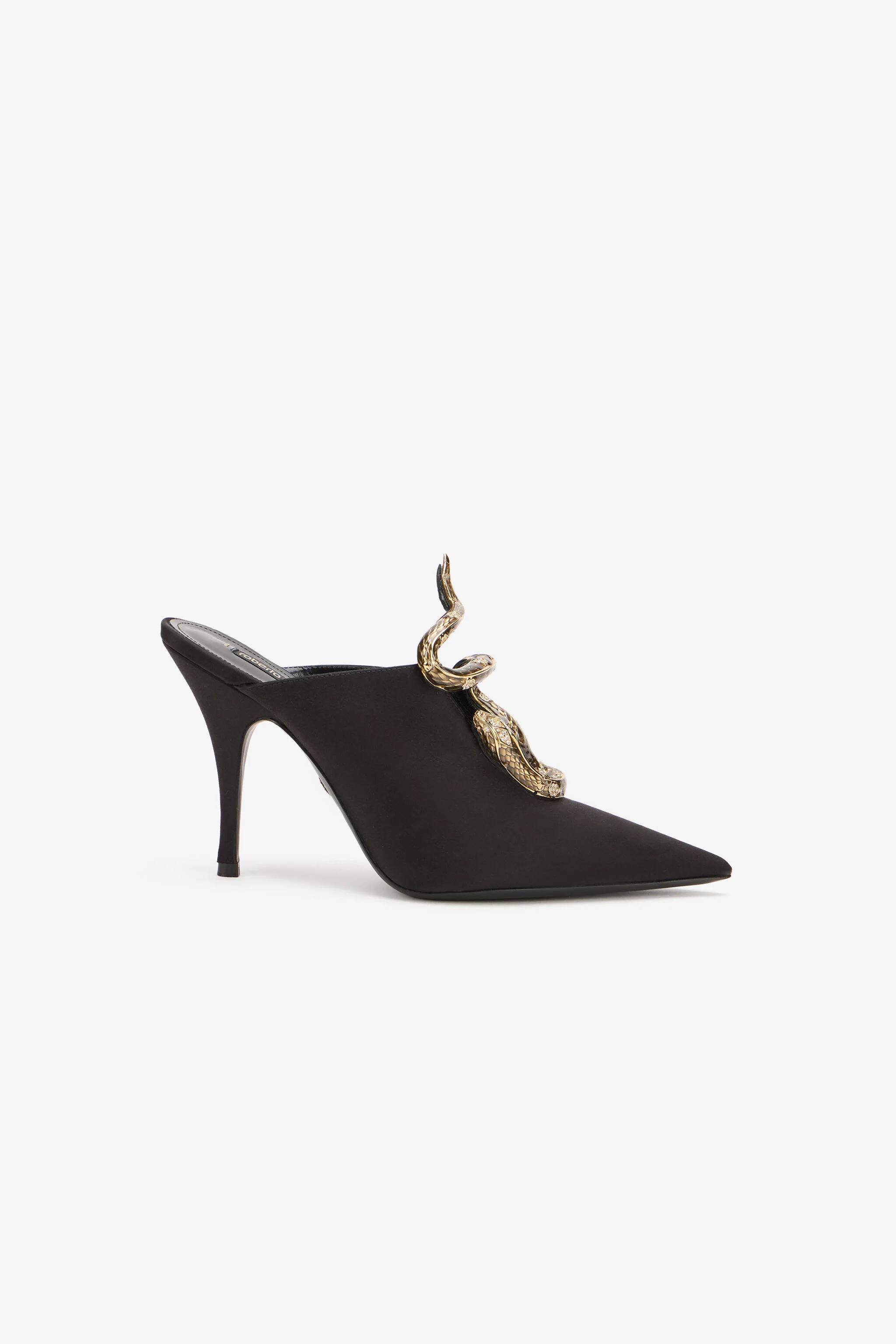 Black Mules with Jewel Snake Detail - 1