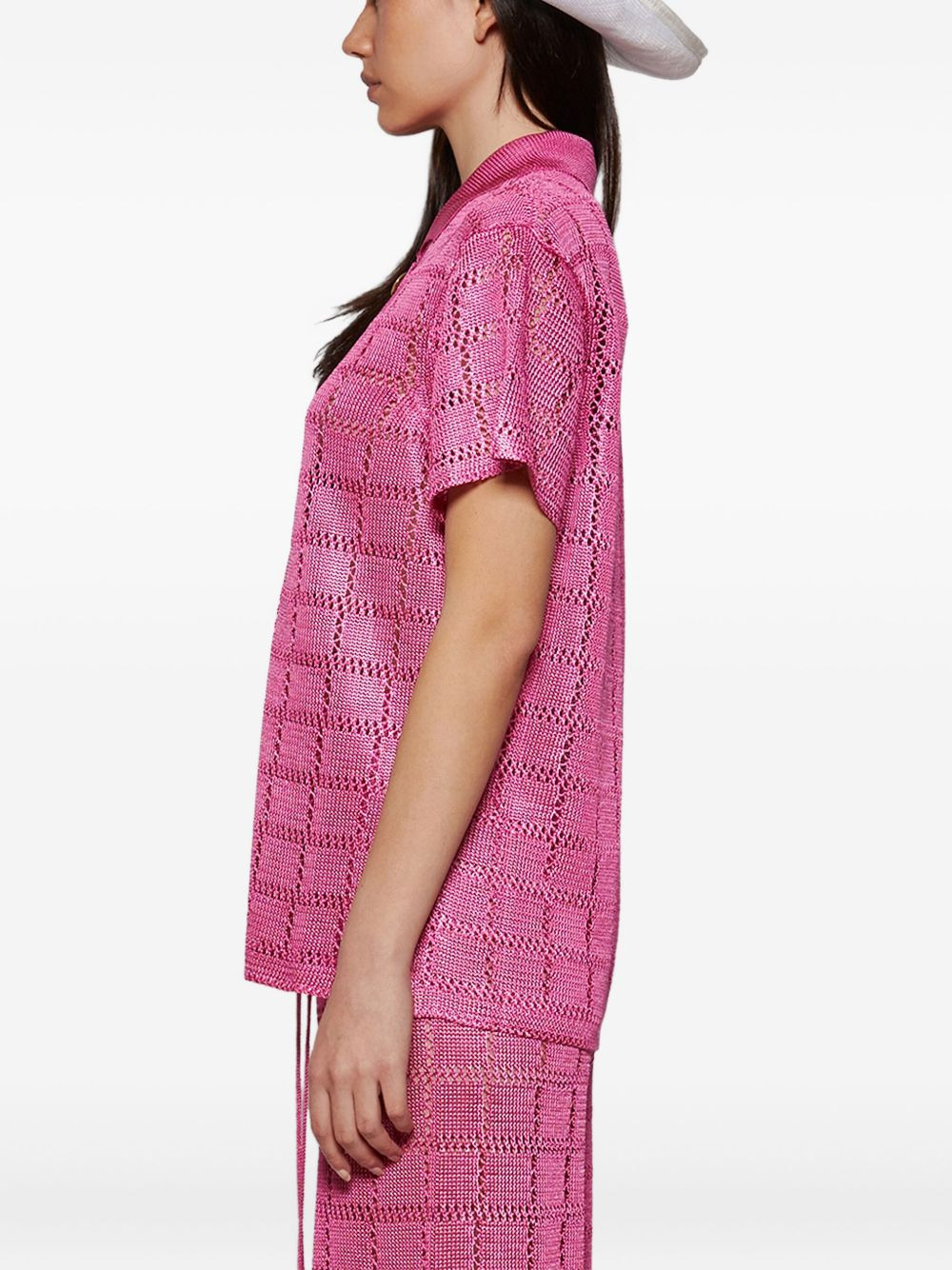 short-sleeve grid-pattern shirt - 4