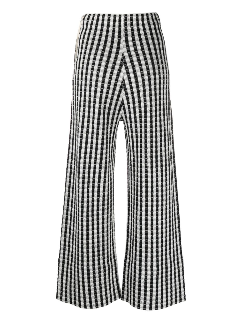 checked knitted cotton trousers - 2