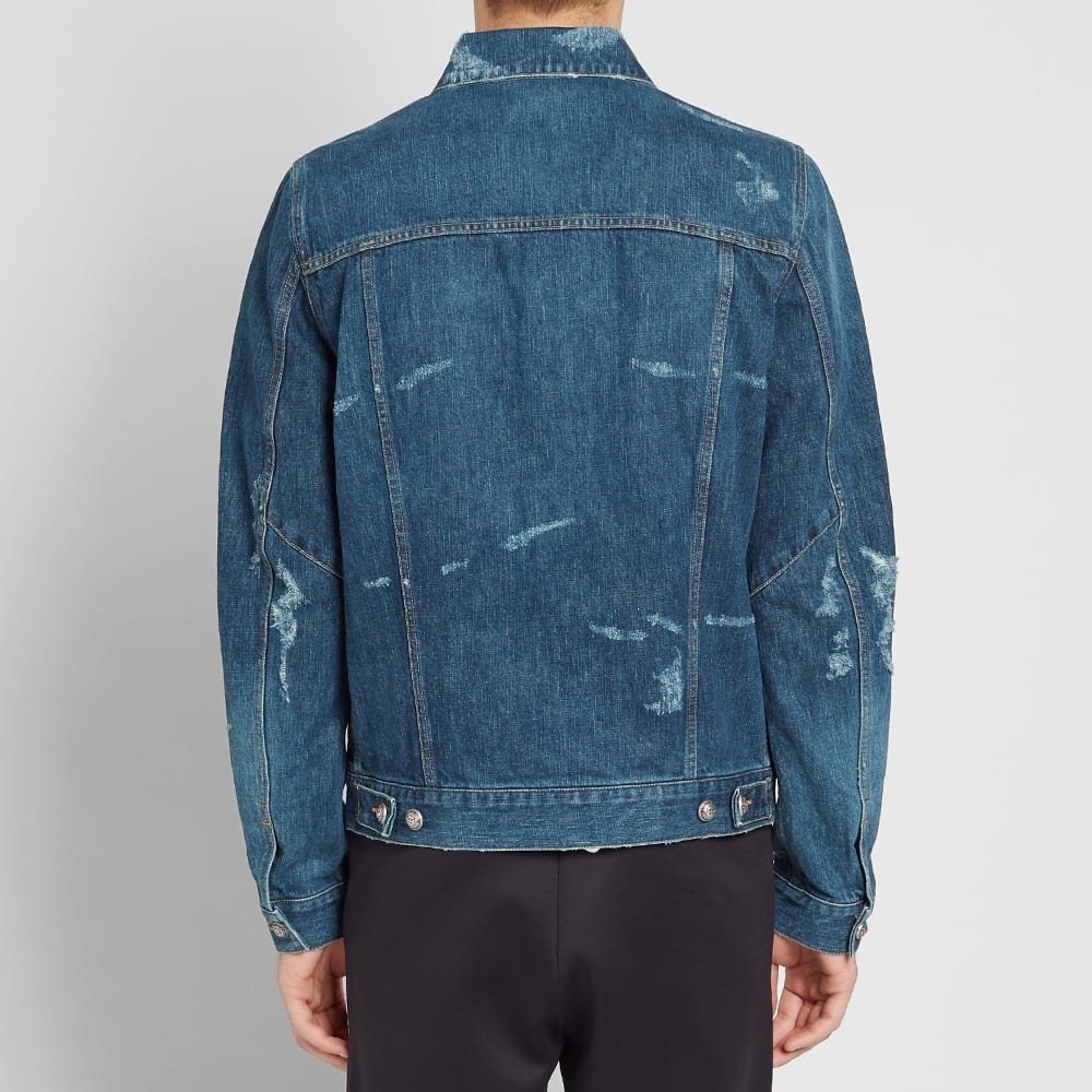 Balmain Taped Logo Distressed Denim Jacket - 9