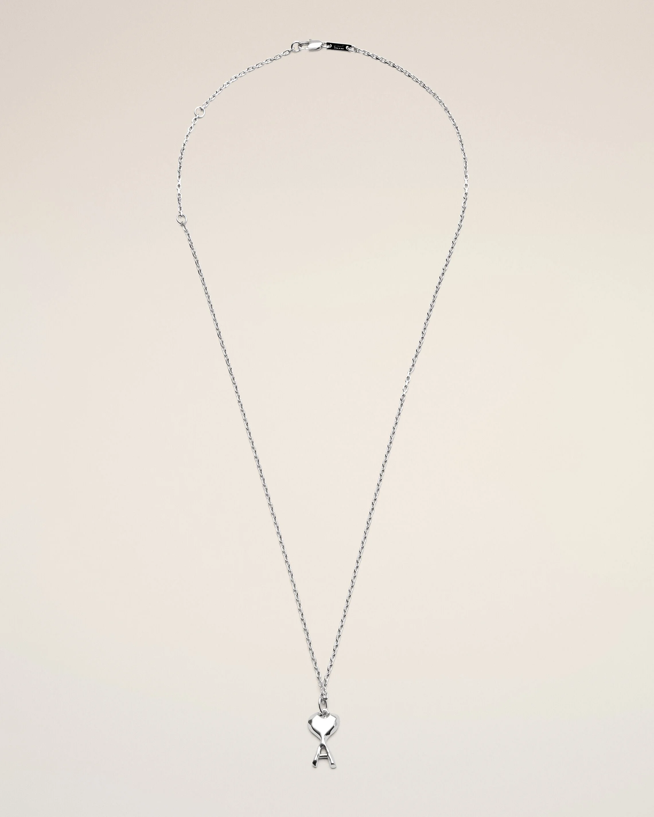 SILVER BRASS NECKLACE WITH HAMMERED AMI DE COEUR - 1