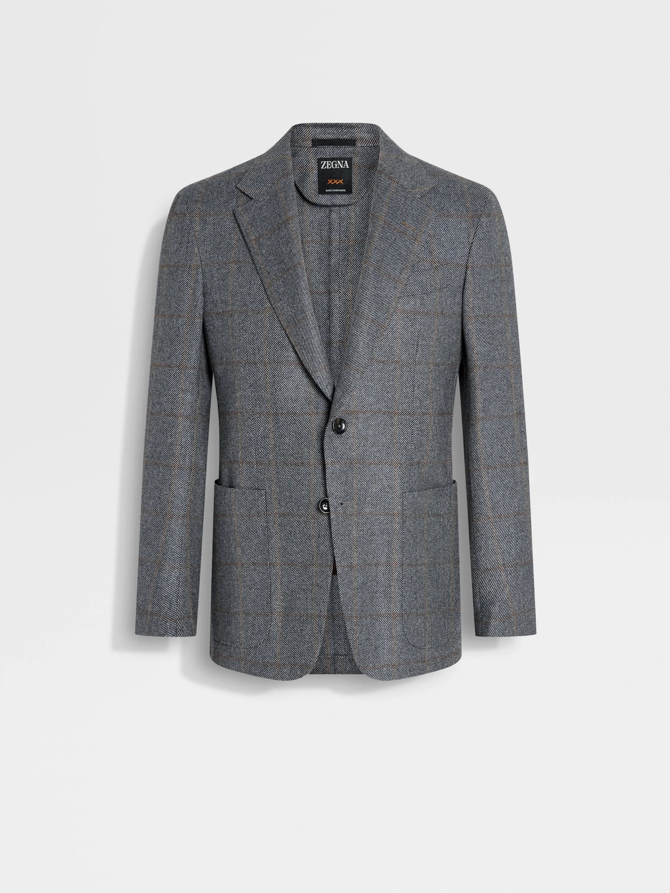 GREY AND LIGHT TAUPE OASI CASHMERE JACKET - 1