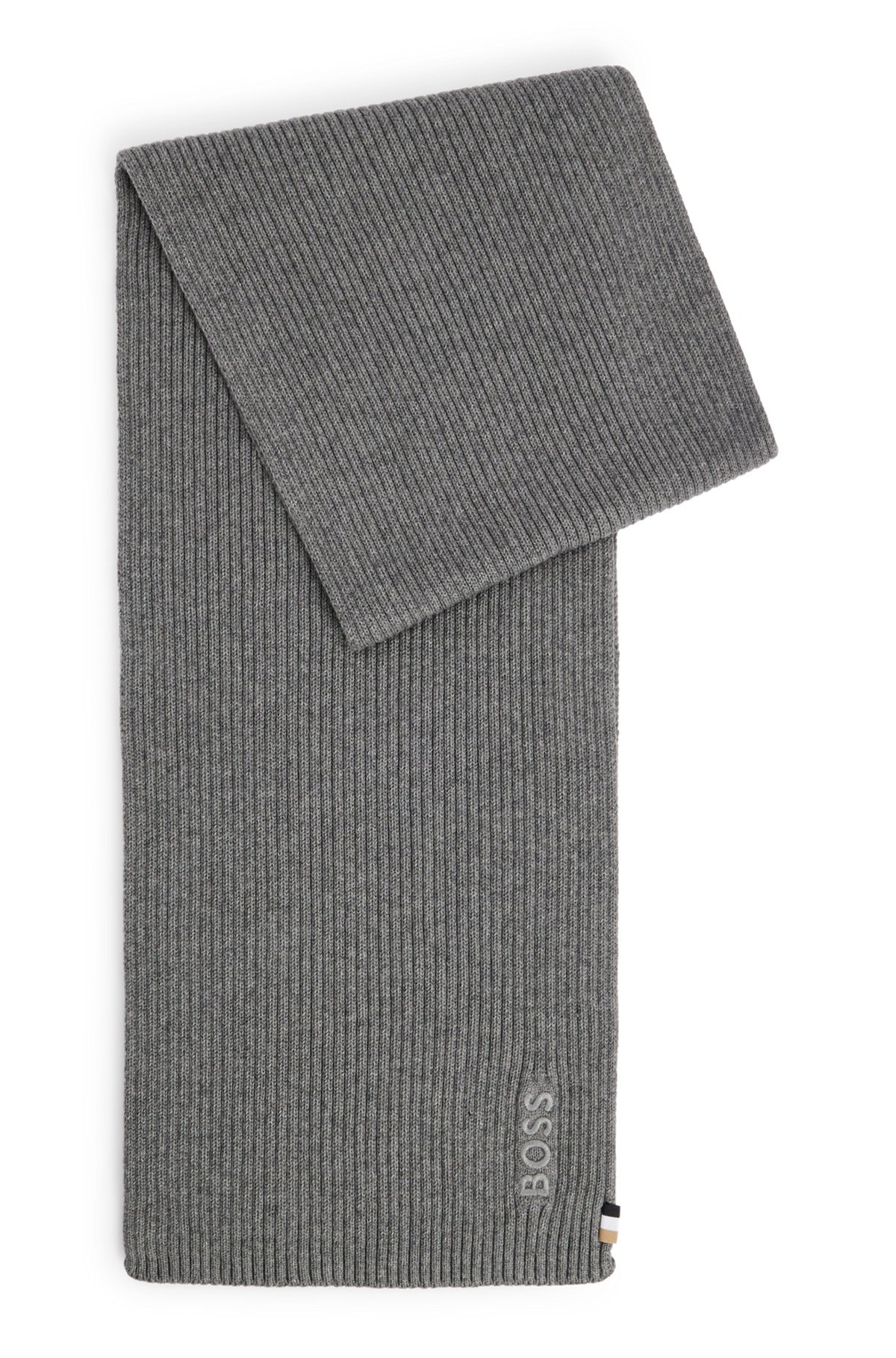 RIBBED SCARF IN A COTTON BLEND WITH LOGO DETAILS - 1