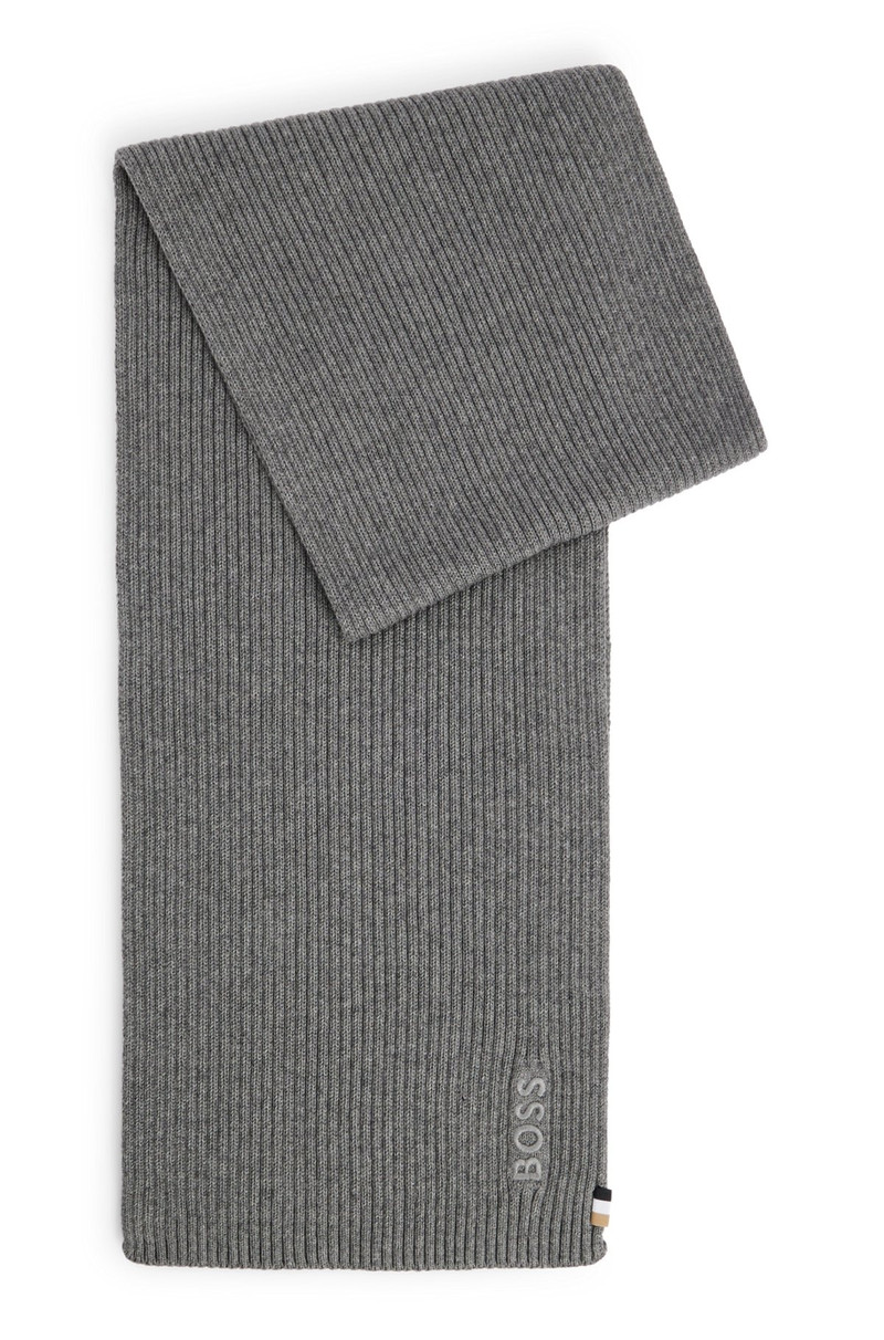 RIBBED SCARF IN A COTTON BLEND WITH LOGO DETAILS 1