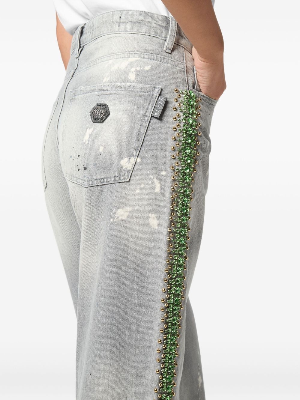 crystal-embellished jeans - 4