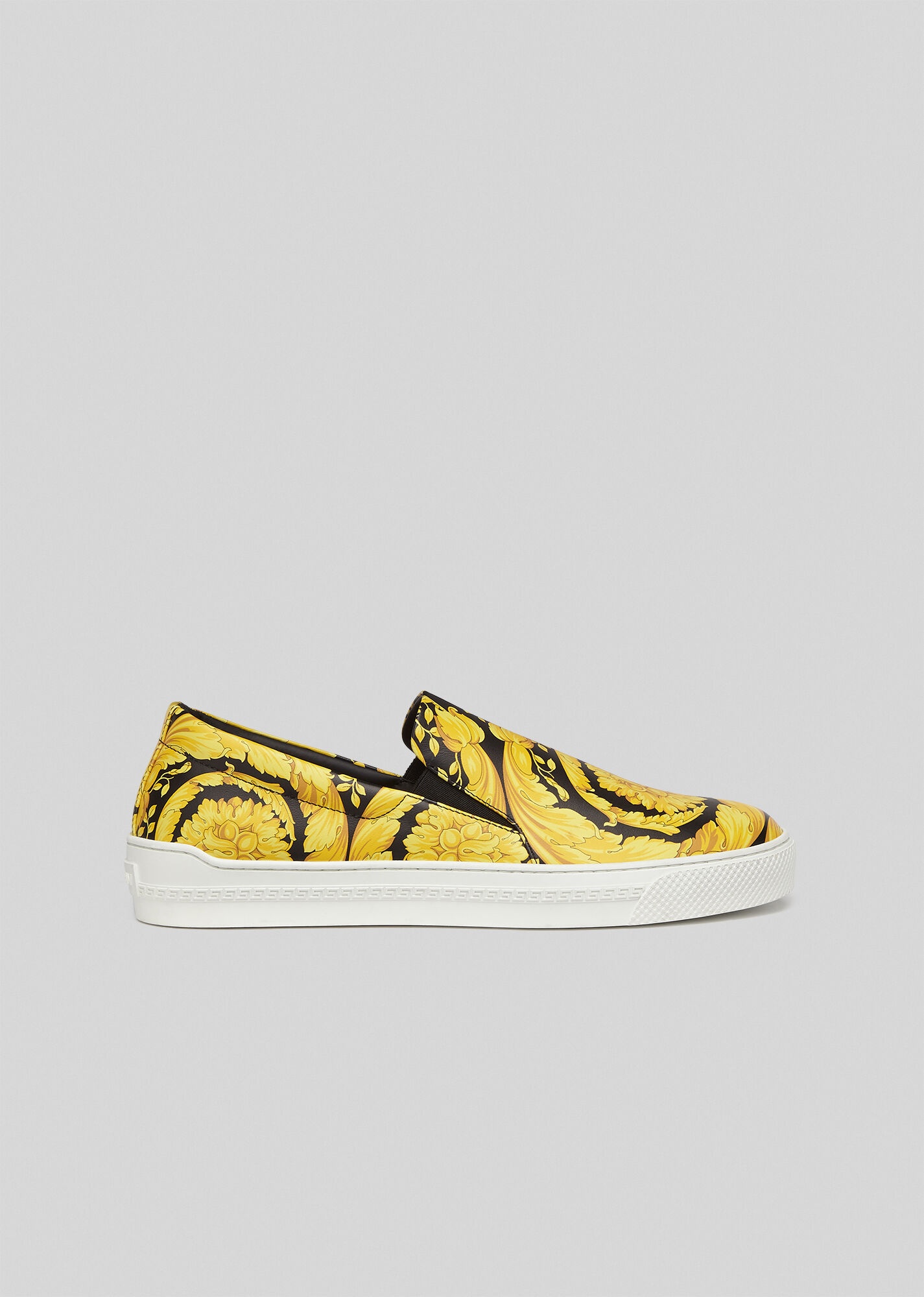 Barocco Print Leather Slip-On Sneakers - 1