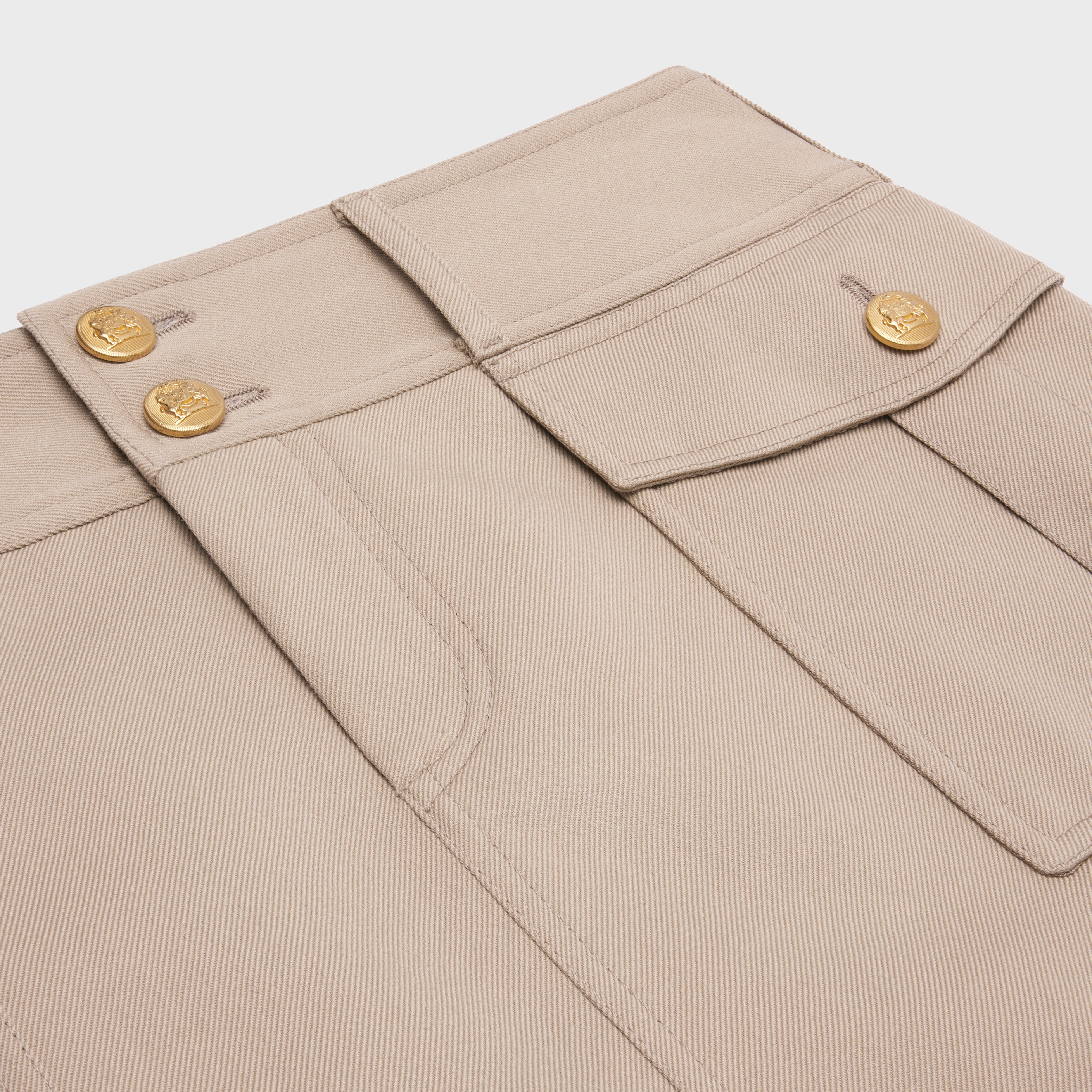 military trapeze skirt in diagonal wool - 3