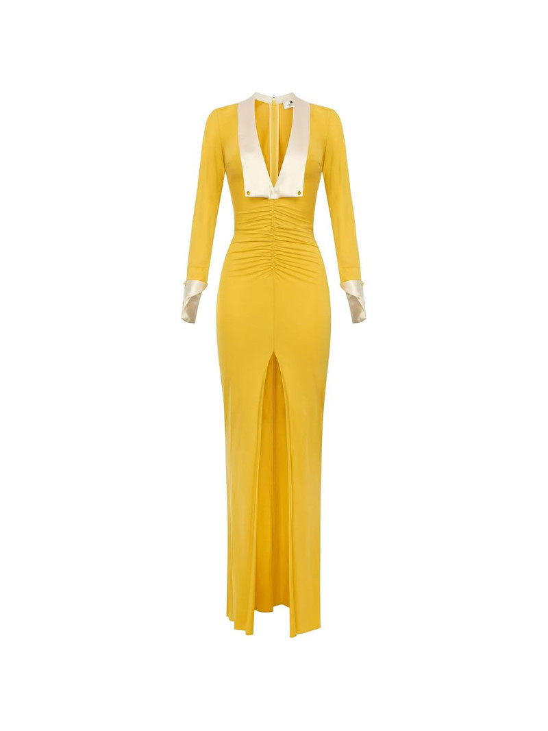 wide-lapels slim-fit maxi dress 1