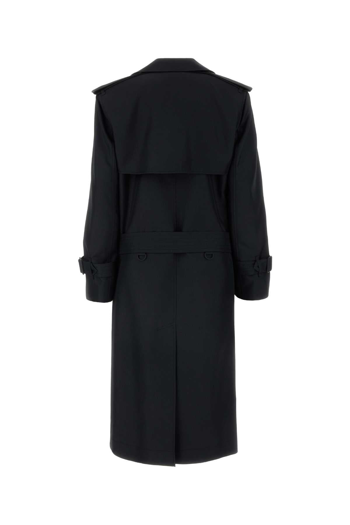 Burberry Women Black Silk Blend Trench Coat - 2