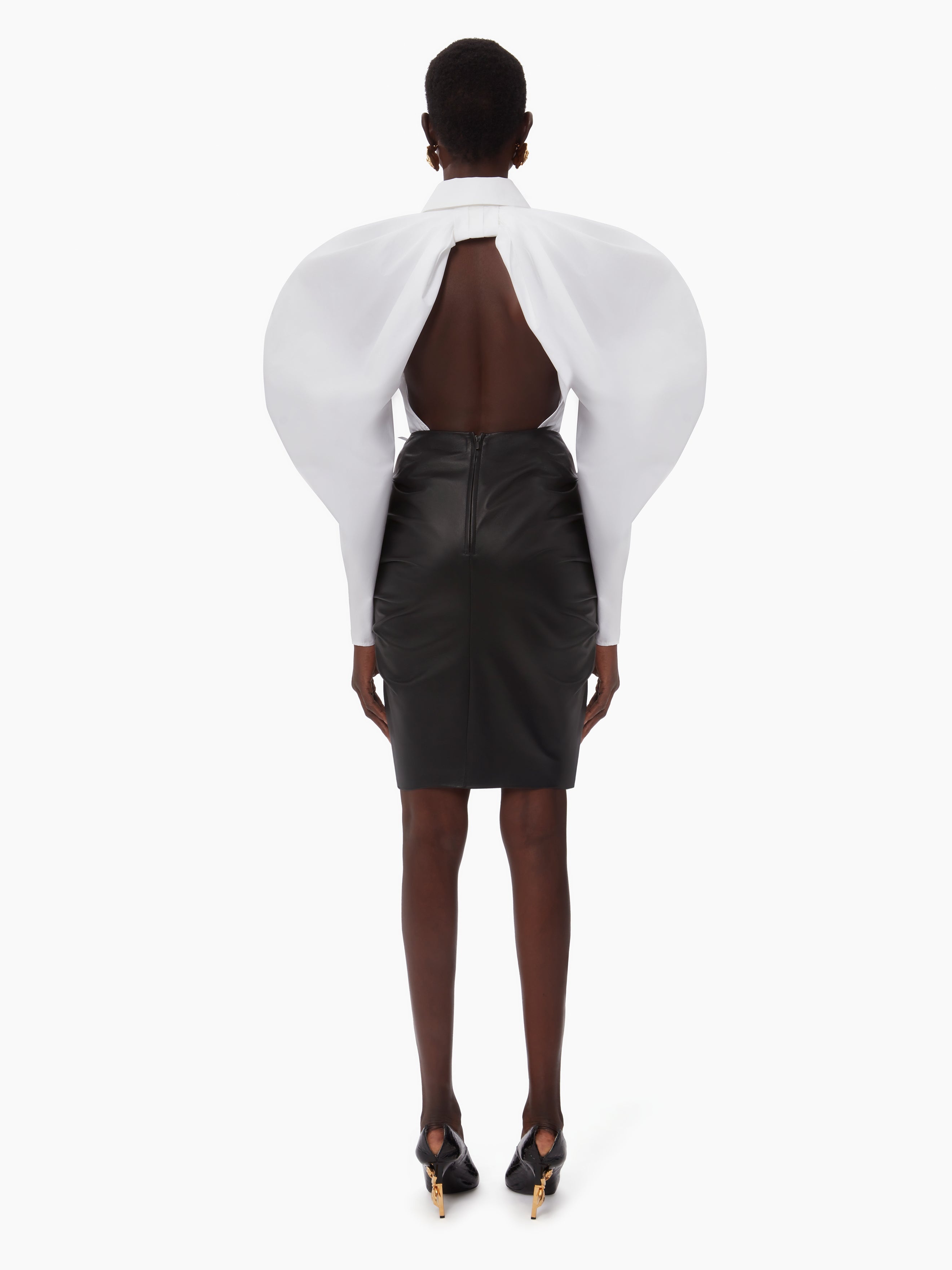 DRAPED SKIRT IN NAPPA LEATHER - 4