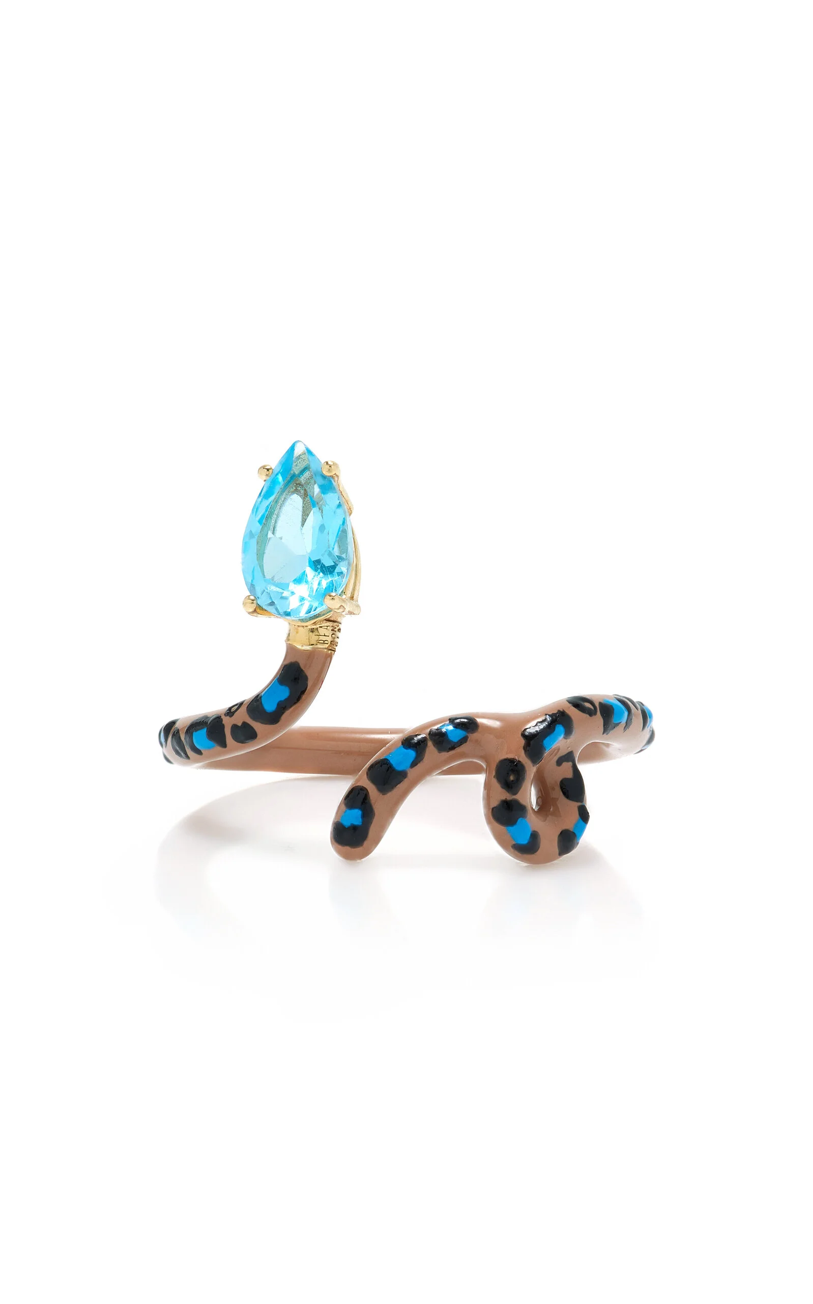 Leopard Vine 9K Gold Topaz and Enamel Ring - 1