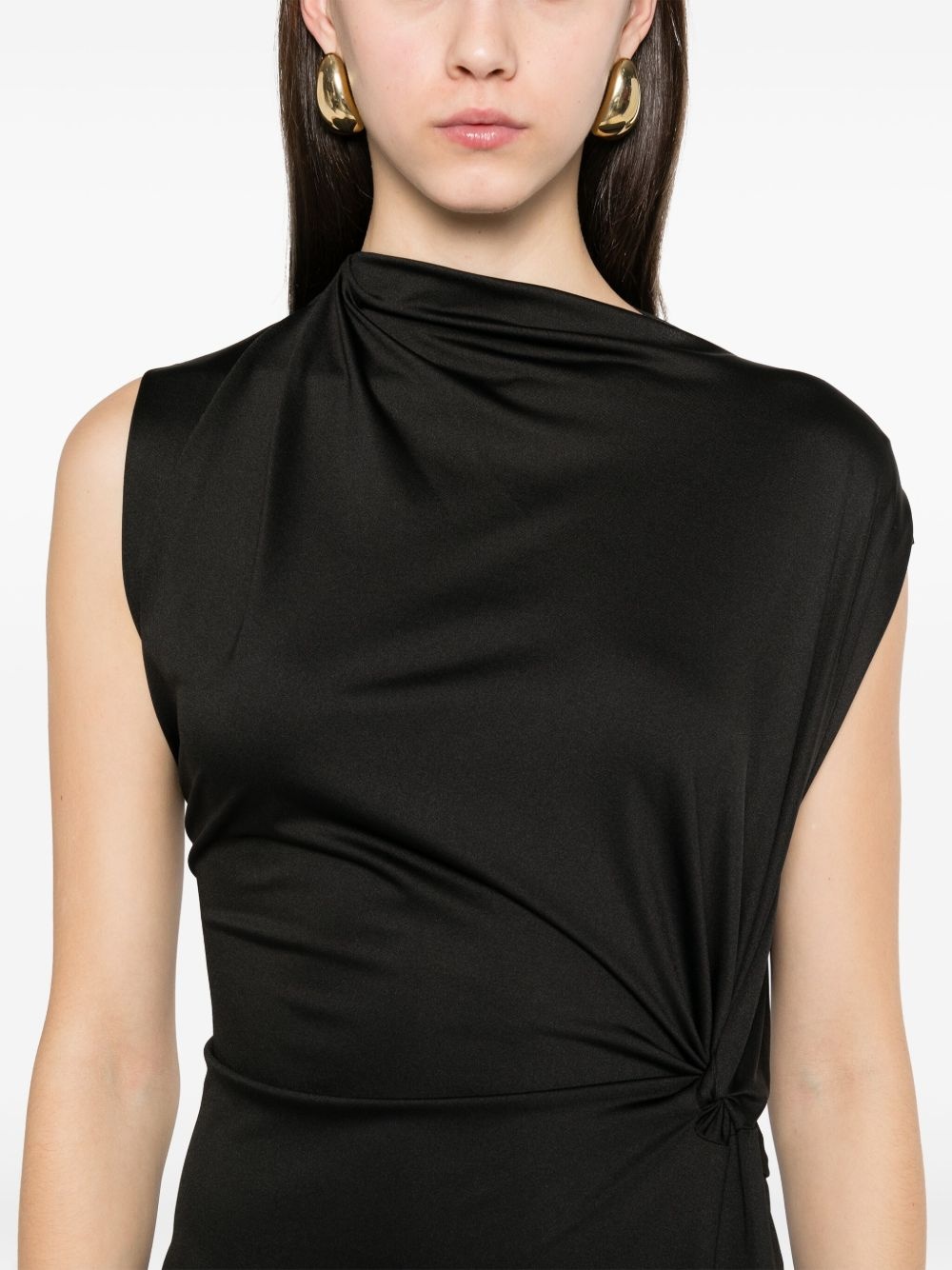 asymmetric drape midi dress - 5