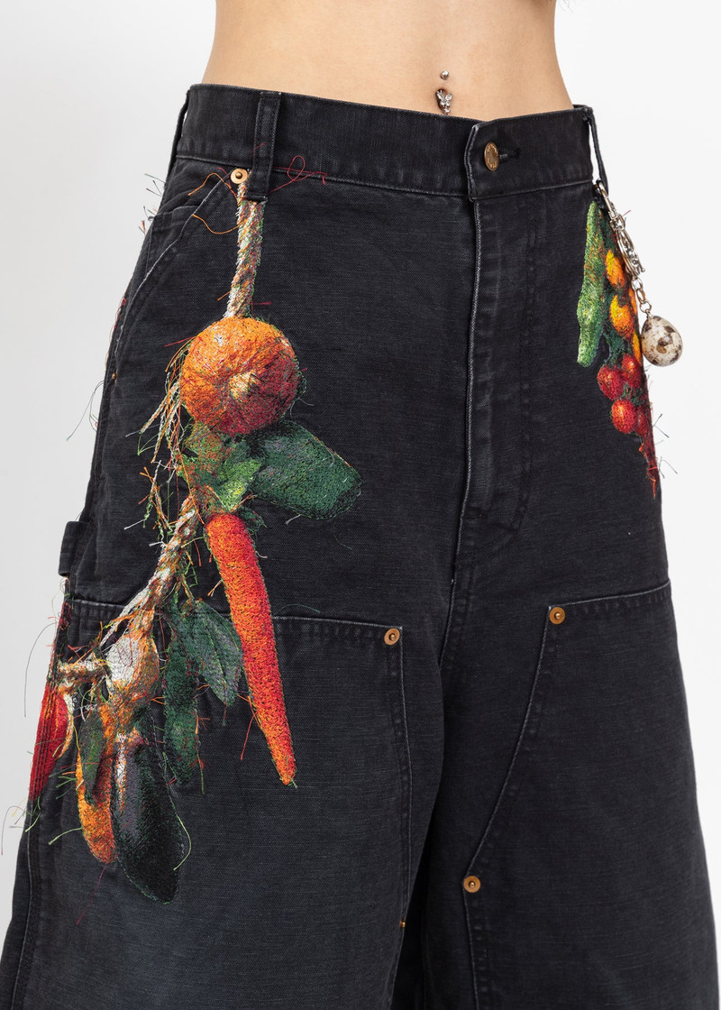 doublet Black Vegetable Embroidery Cut-Off Pants outlook
