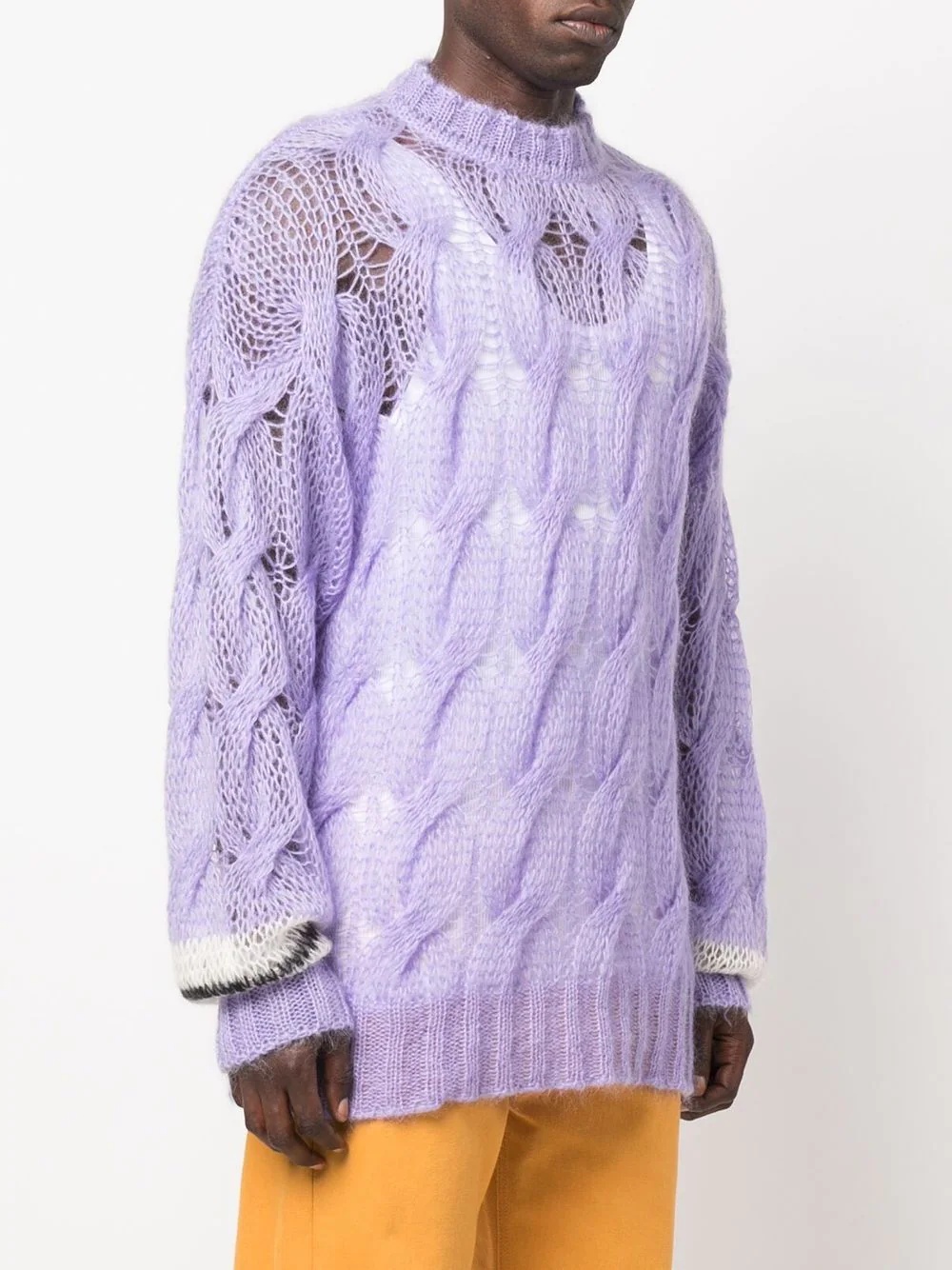 cable-knit long-sleeved jumper - 3