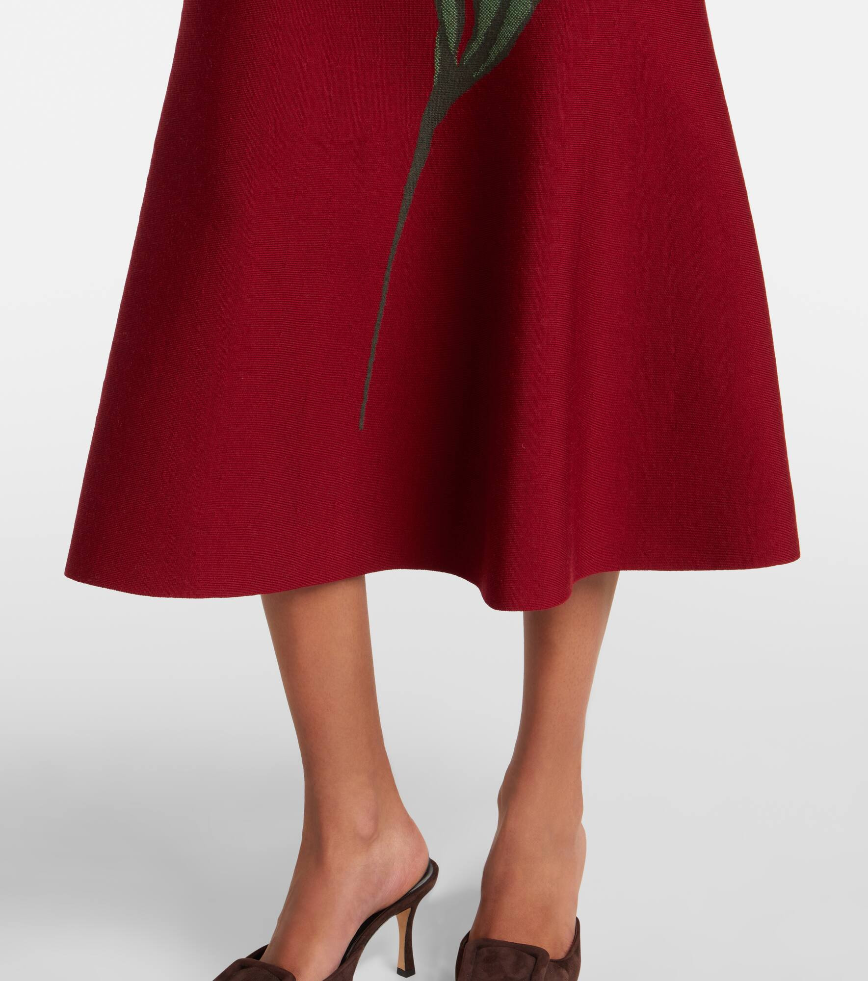 Floral jacquard cotton and wool midi skirt - 5