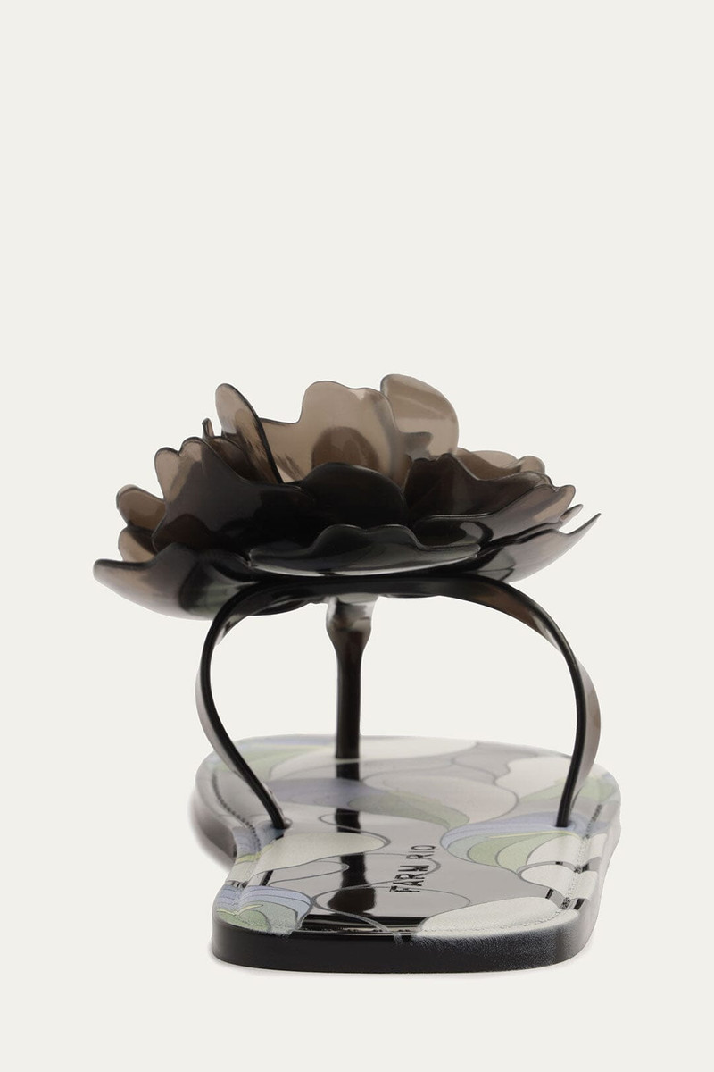 Black And White Flower Jelly Flat Sandal 3