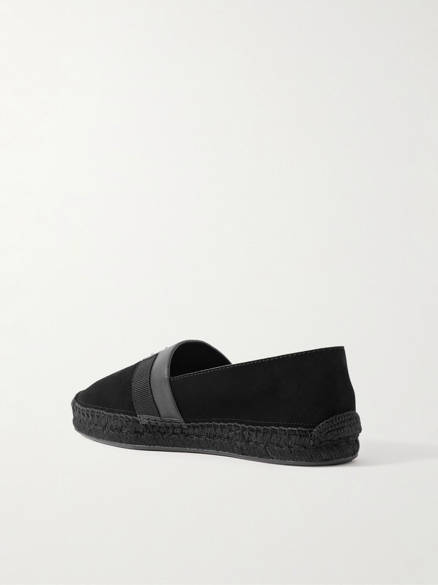 Alfarica Logo-Embellished Leather and Grosgrain-Trimmed Suede Espadrilles Black - 4