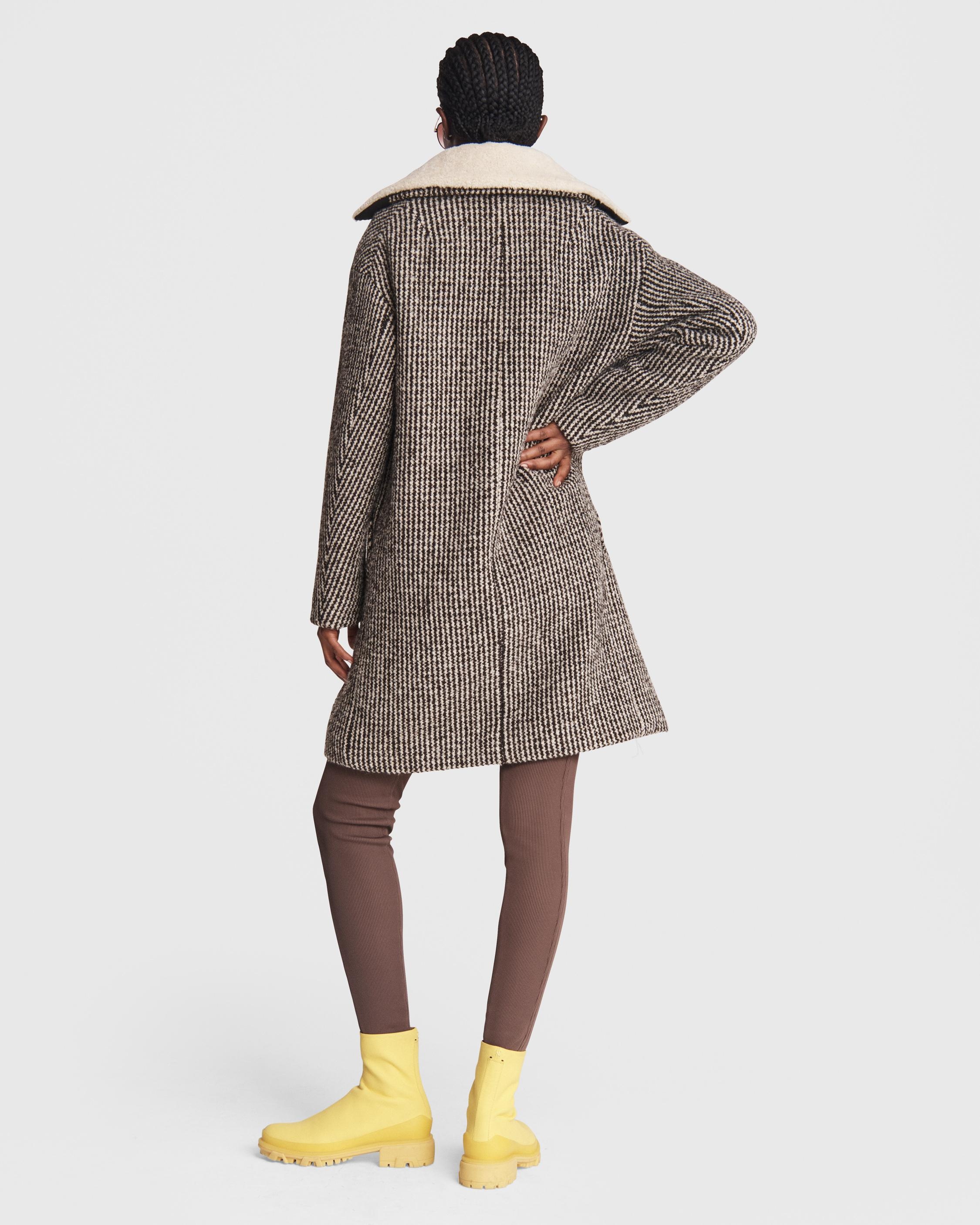 Mina Wool Cocoon Plaid Coat - 5