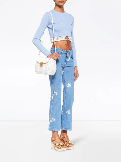 Miu Miu floral embroidered jeans outlook