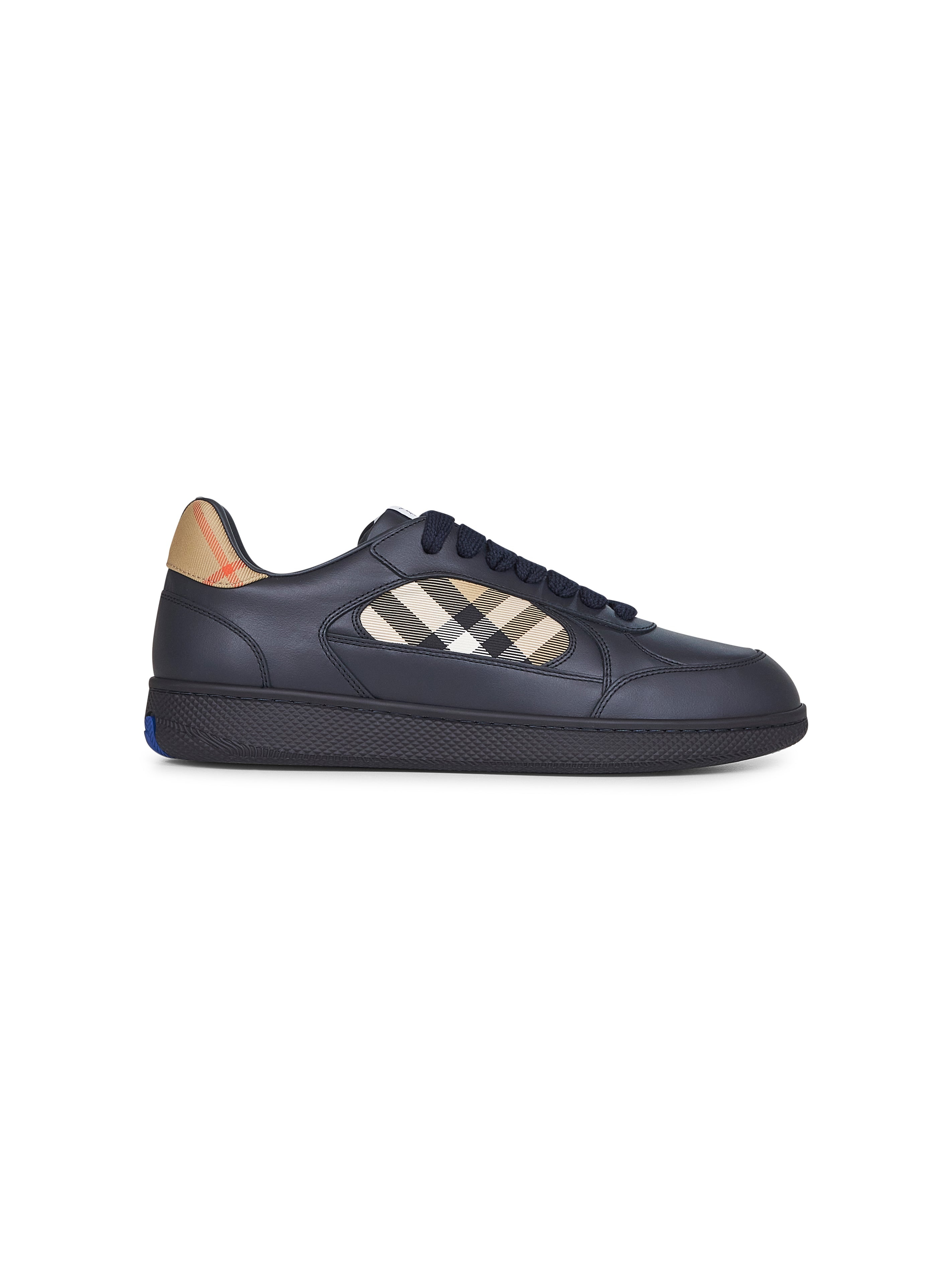 Blue leather and Check Terrace sneakers - 1