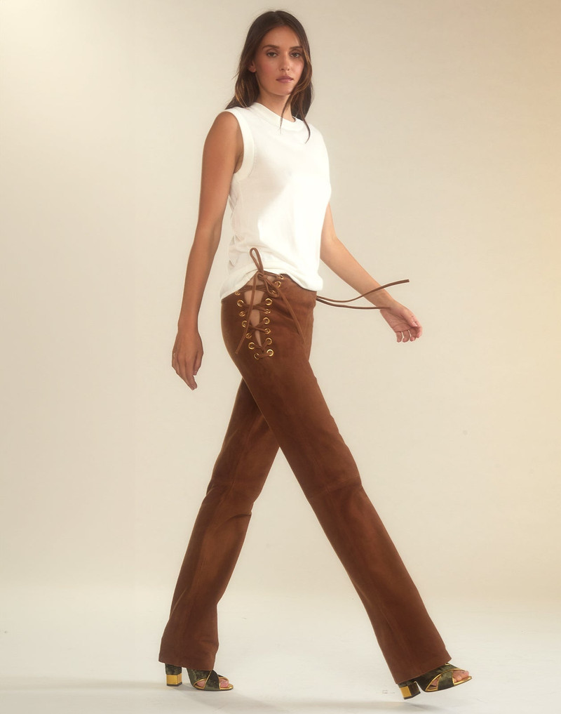 Liv Lace-Up Suede Pants 1