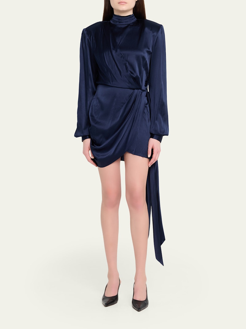 RONNY KOBO Imara Draped Open-Back Charmeuse Mini Dress outlook