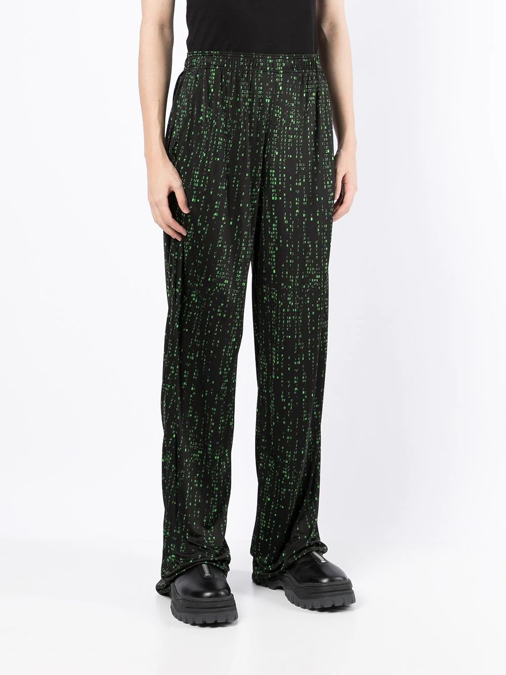 code-print straight-leg trousers - 3